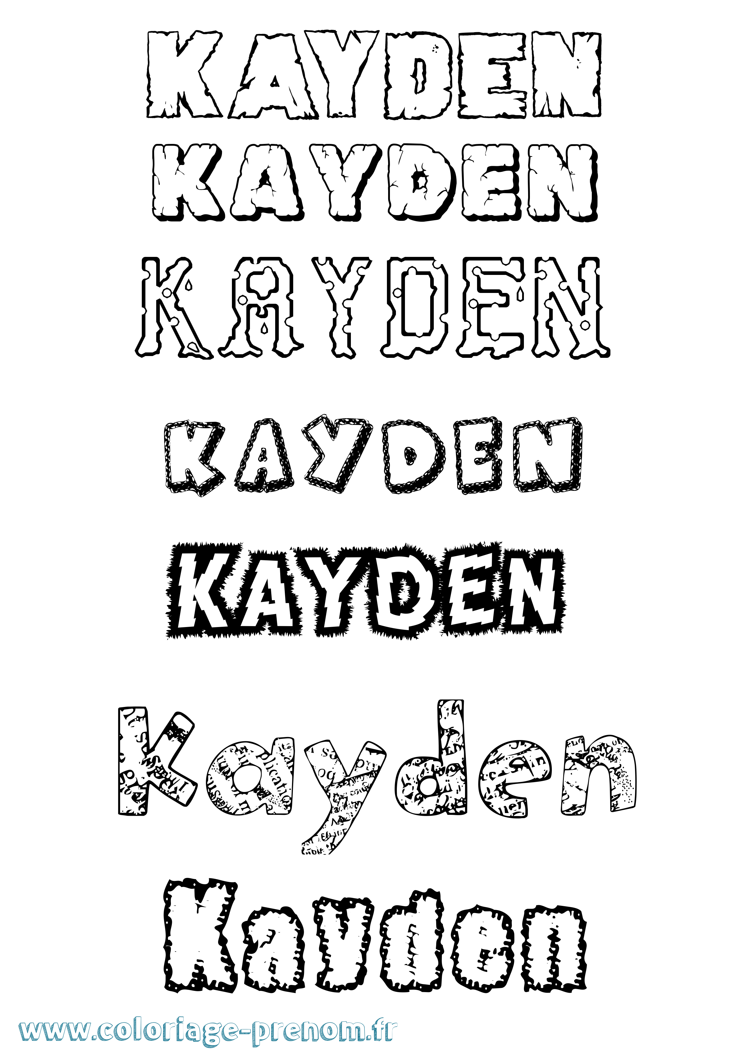 Coloriage Kayden Destructuré Coloriage prénom Kayden Destructuré