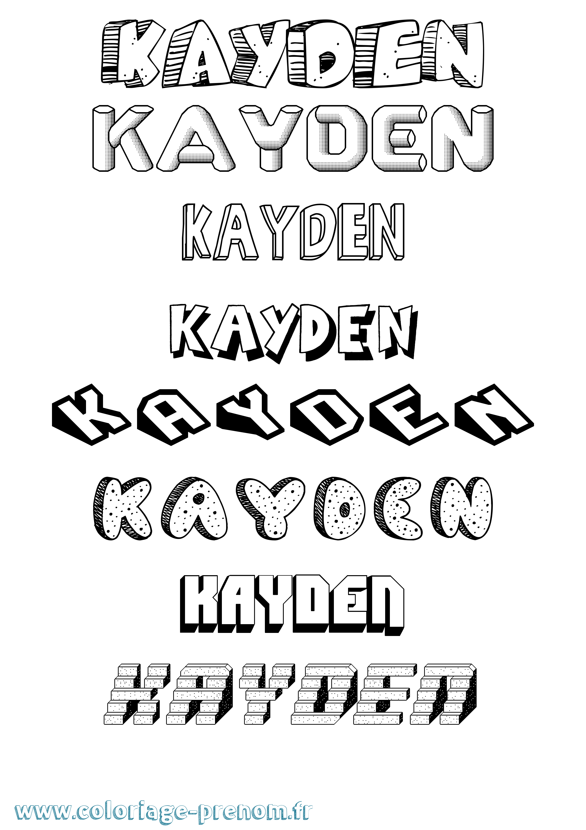 Coloriage Kayden Effet 3D Coloriage prénom Kayden Effet 3D