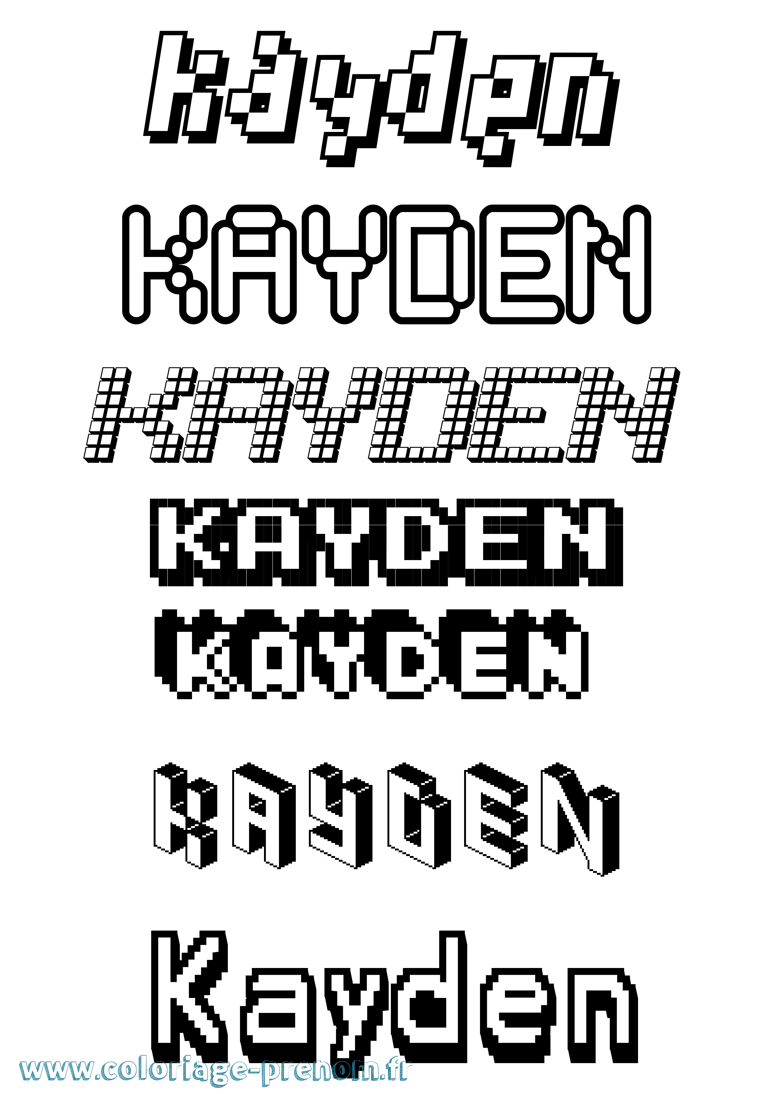 Coloriage Kayden Pixel Coloriage prénom Kayden Pixel