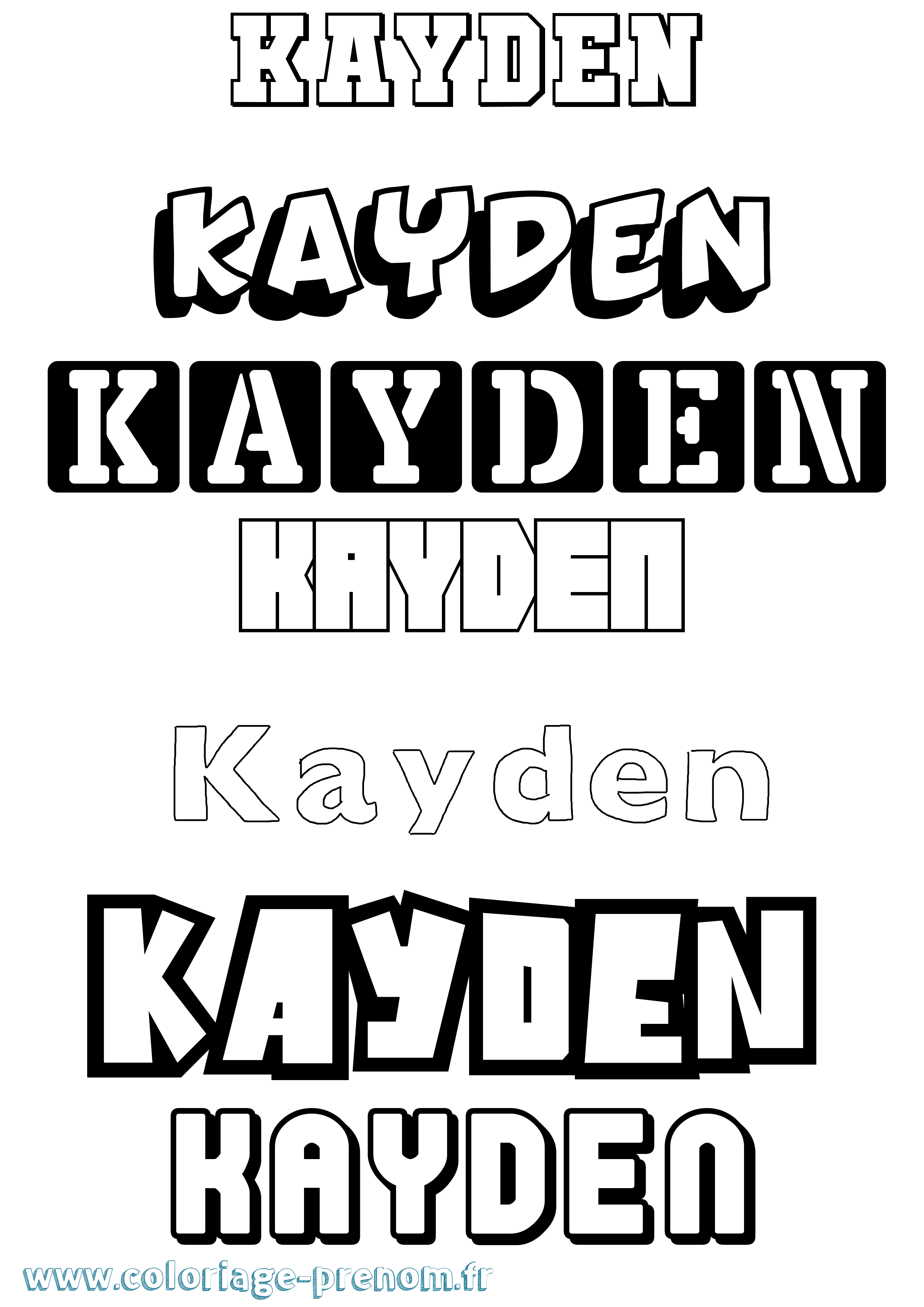 Coloriage Kayden Simple Coloriage prénom Kayden Simple