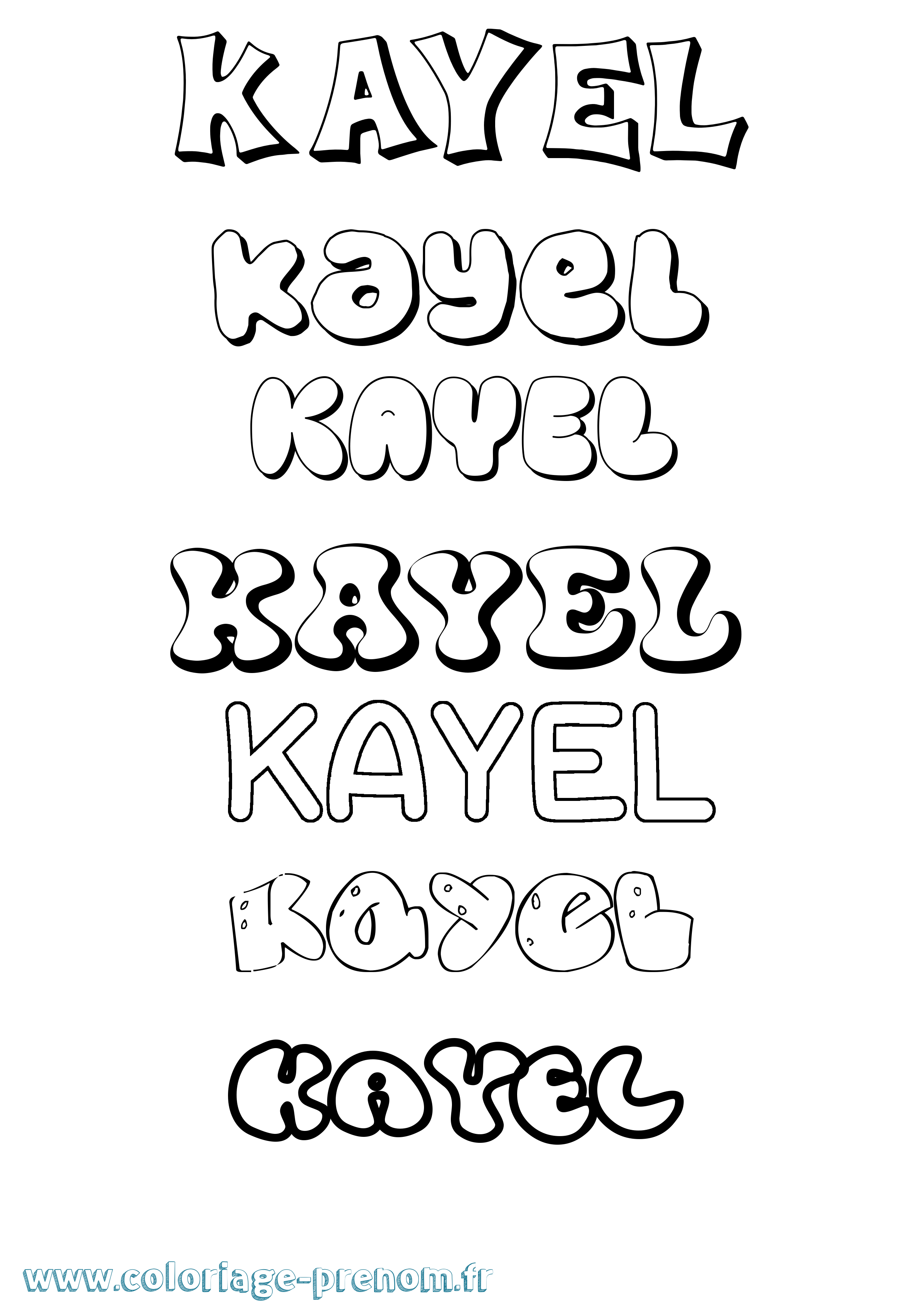 Coloriage Kayel Bubble Coloriage prénom Kayel Bubble