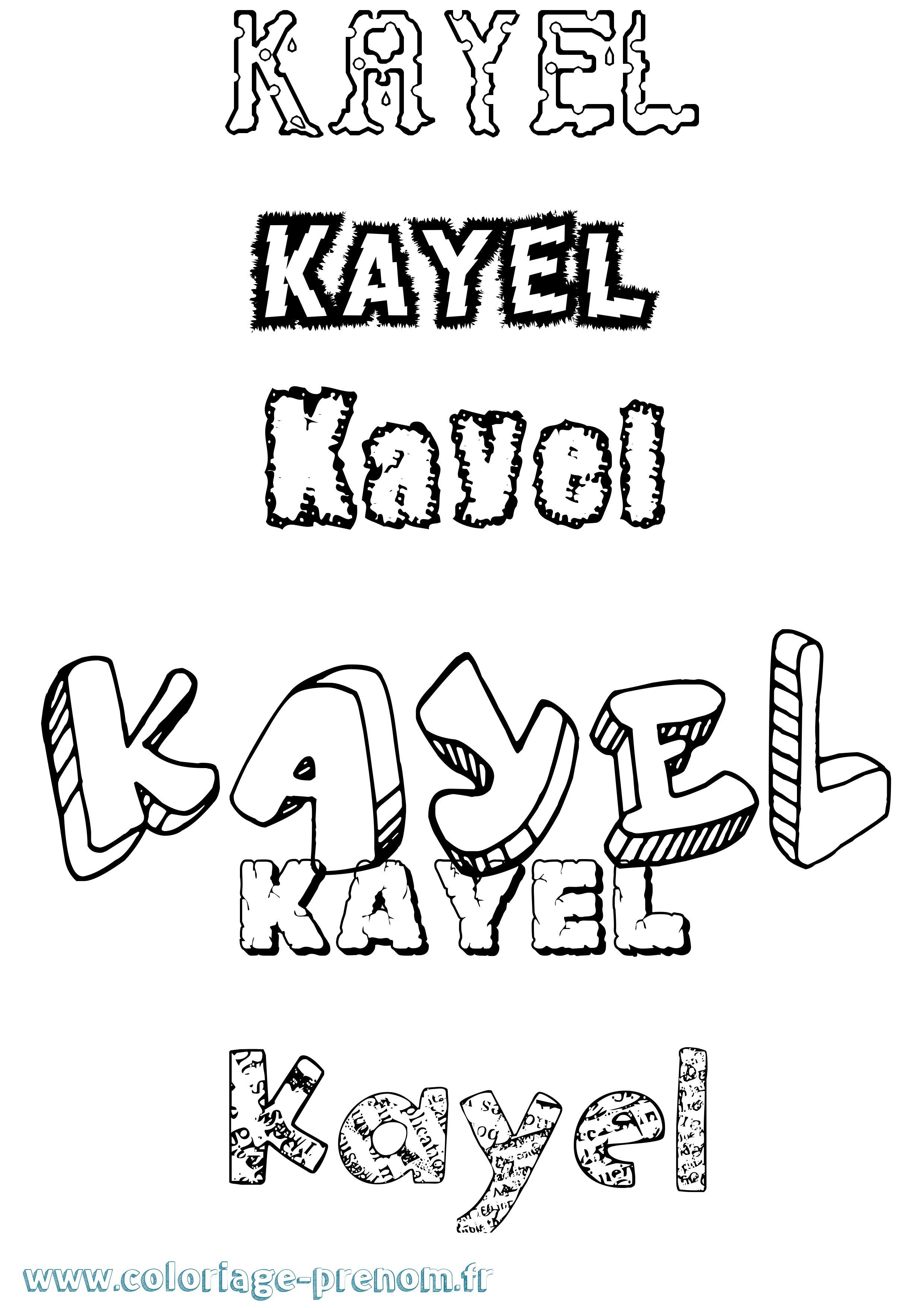 Coloriage Kayel Destructuré Coloriage prénom Kayel Destructuré