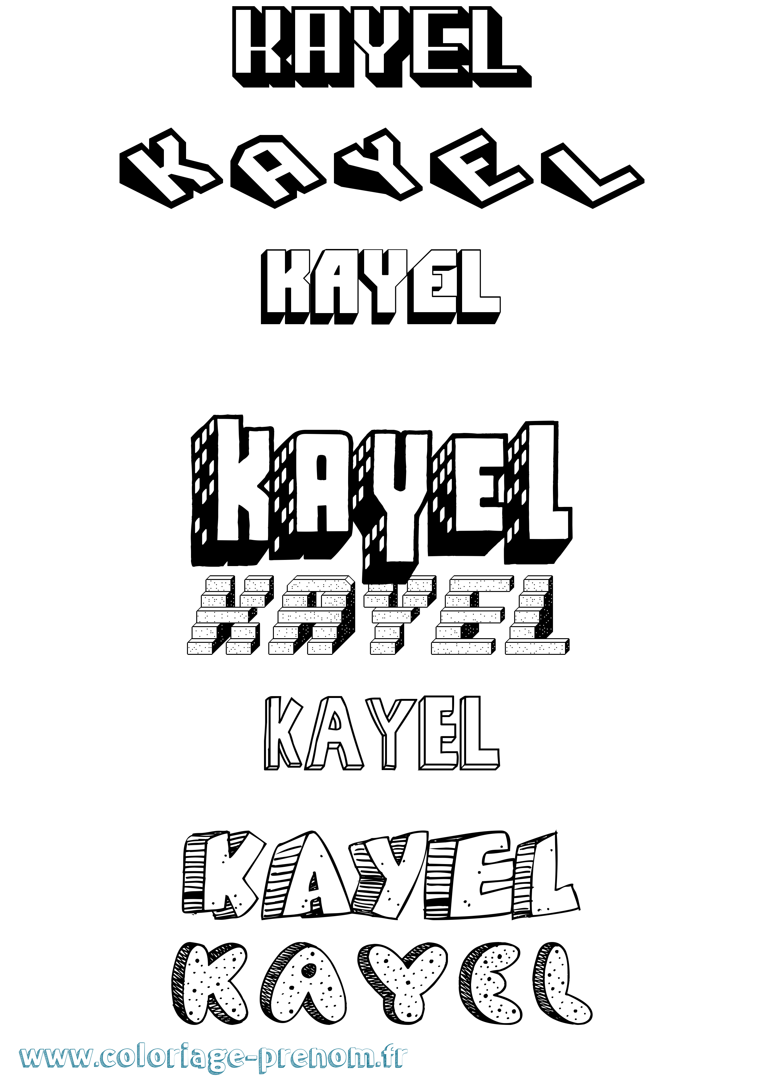 Coloriage Kayel Effet 3D Coloriage prénom Kayel Effet 3D