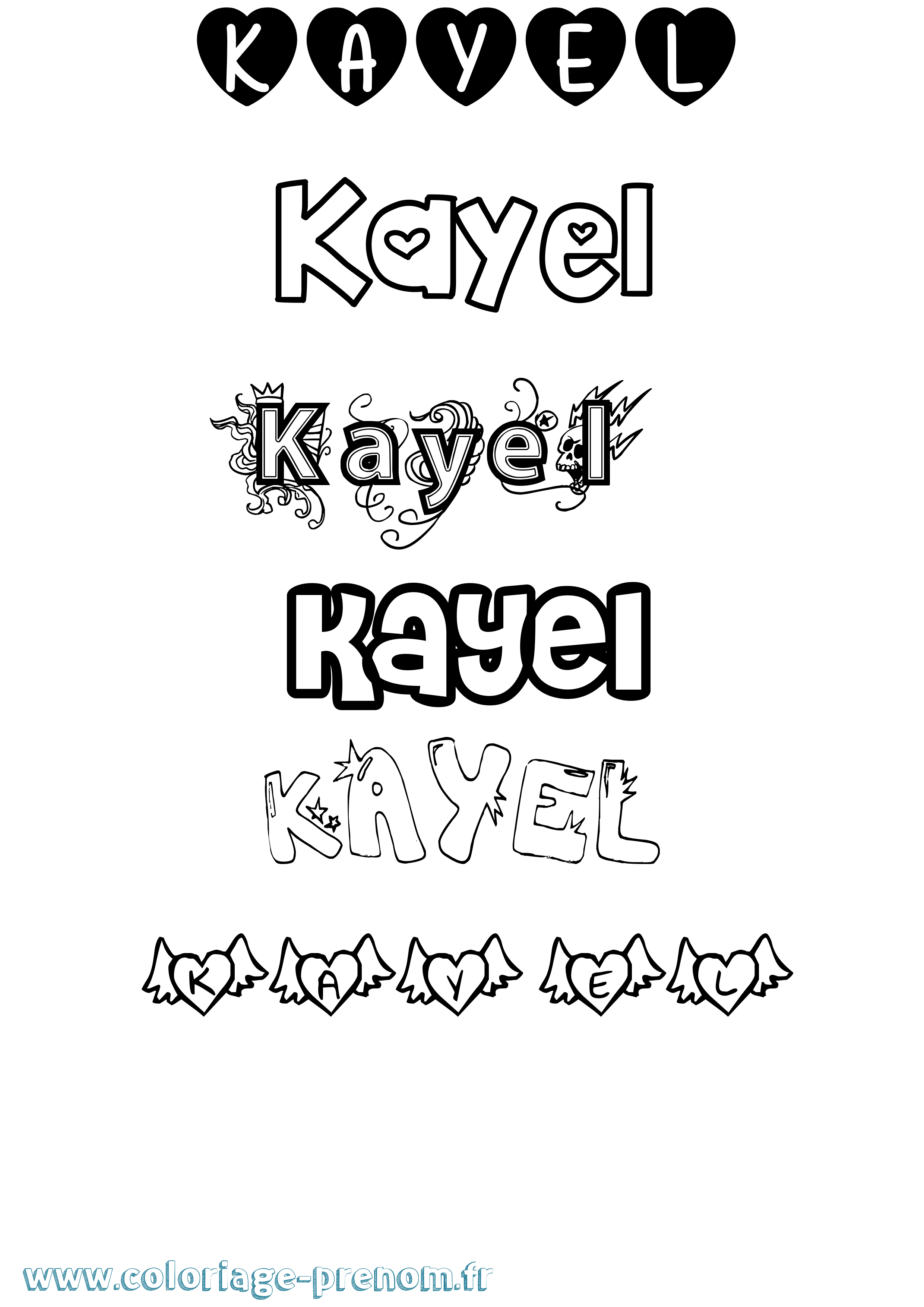 Coloriage Kayel Girly Coloriage prénom Kayel Girly