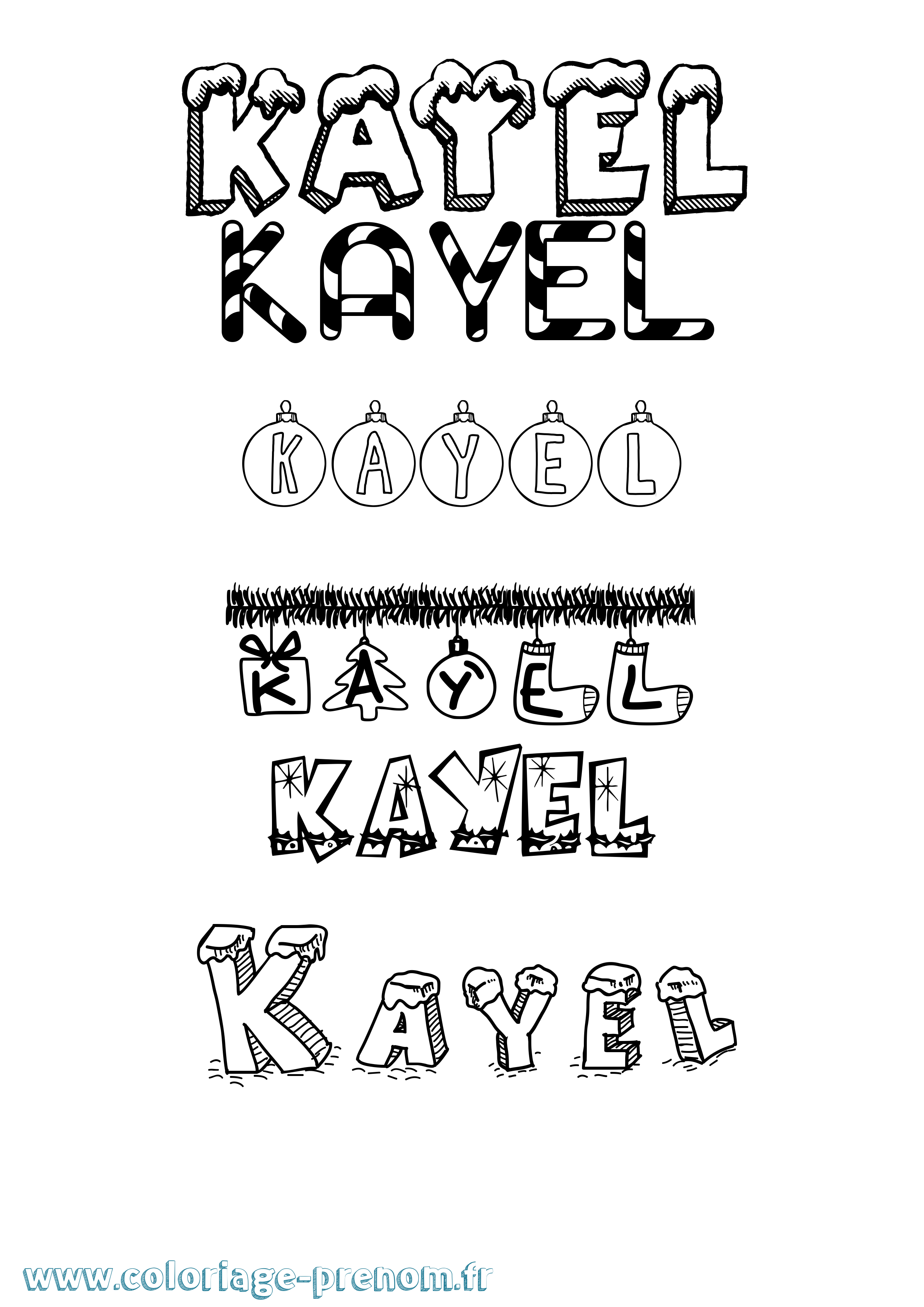 Coloriage Kayel Noël Coloriage prénom Kayel Noël