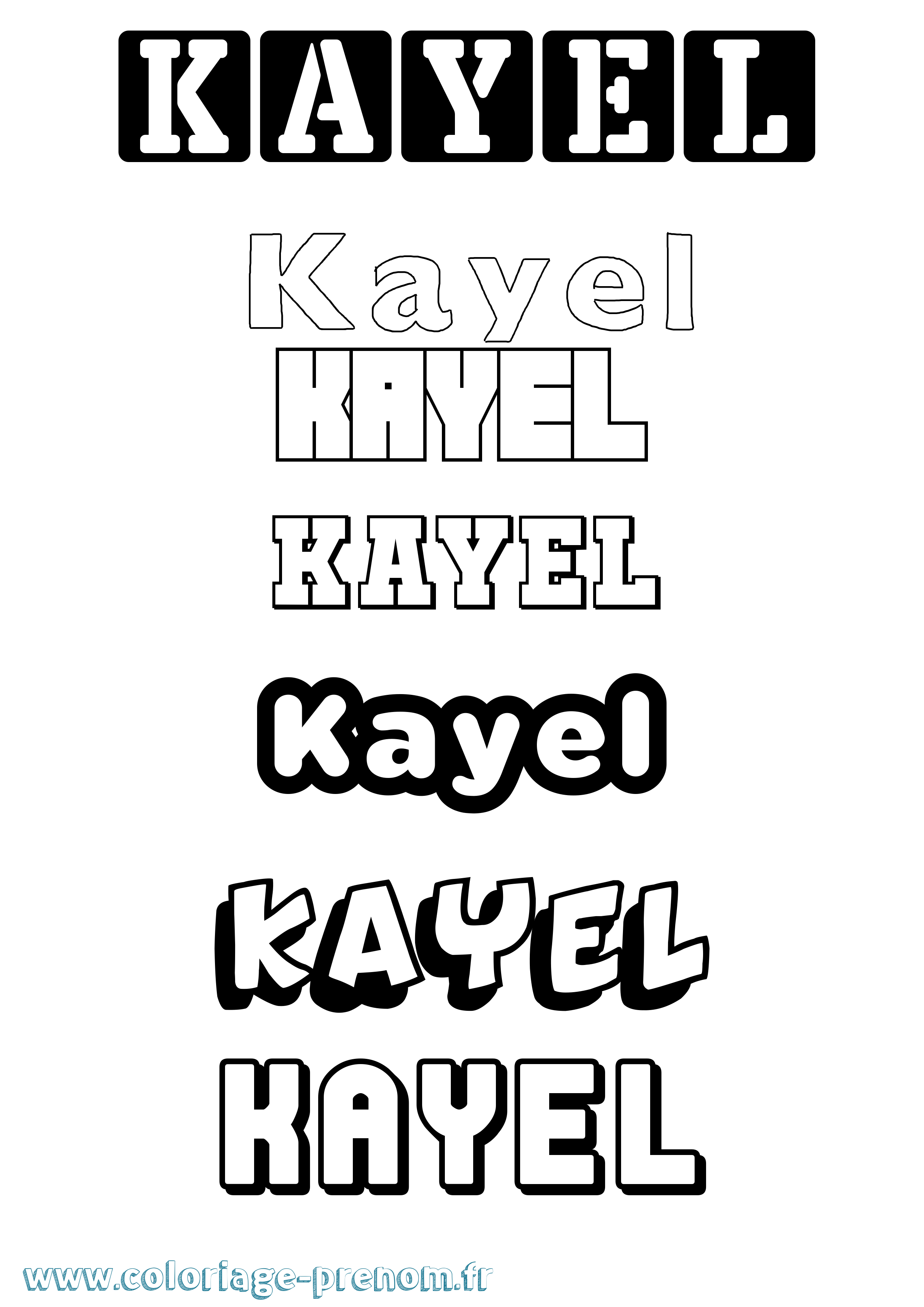 Coloriage Kayel Simple Coloriage prénom Kayel Simple