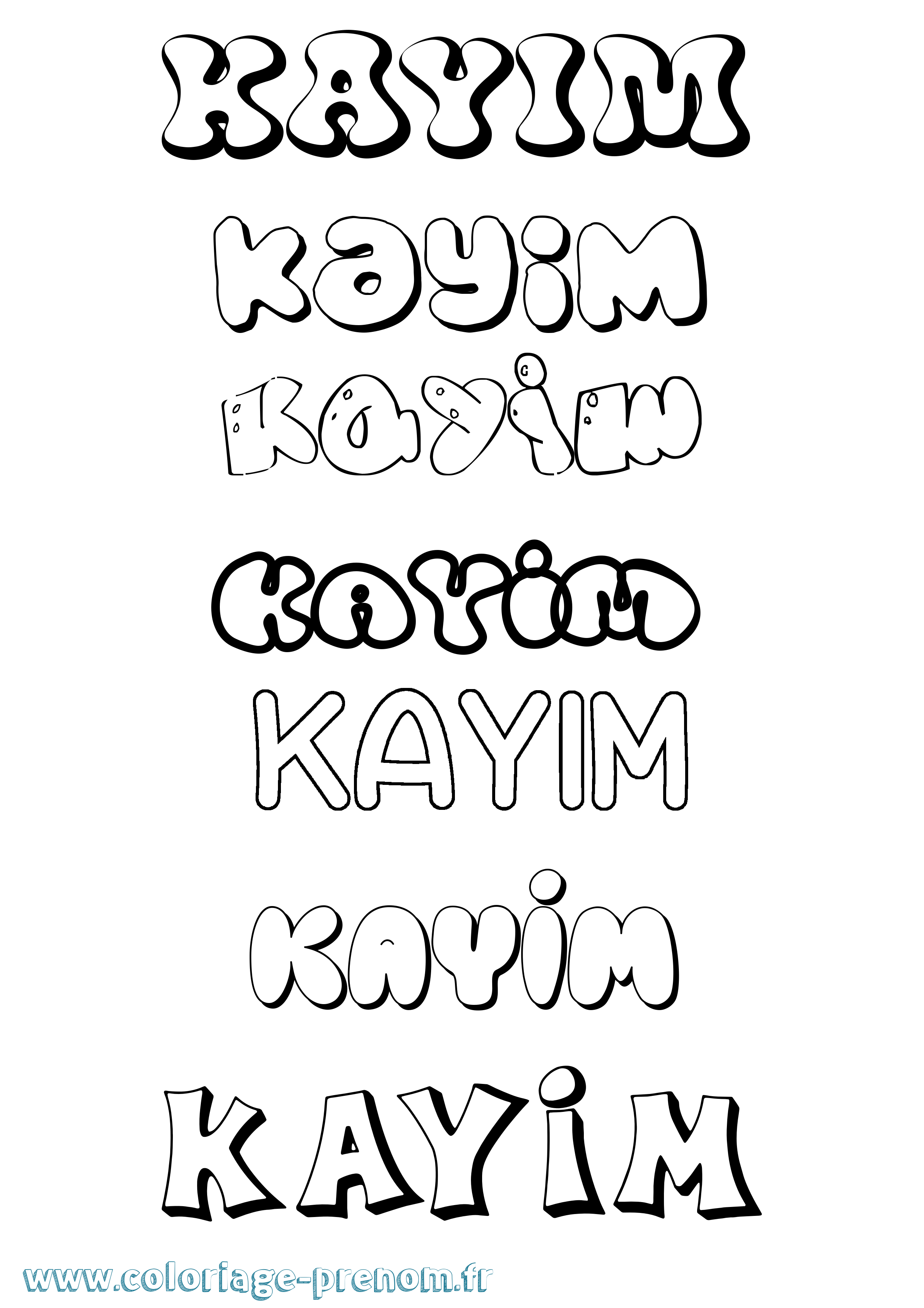 Coloriage Kayim Bubble Coloriage prénom Kayim Bubble
