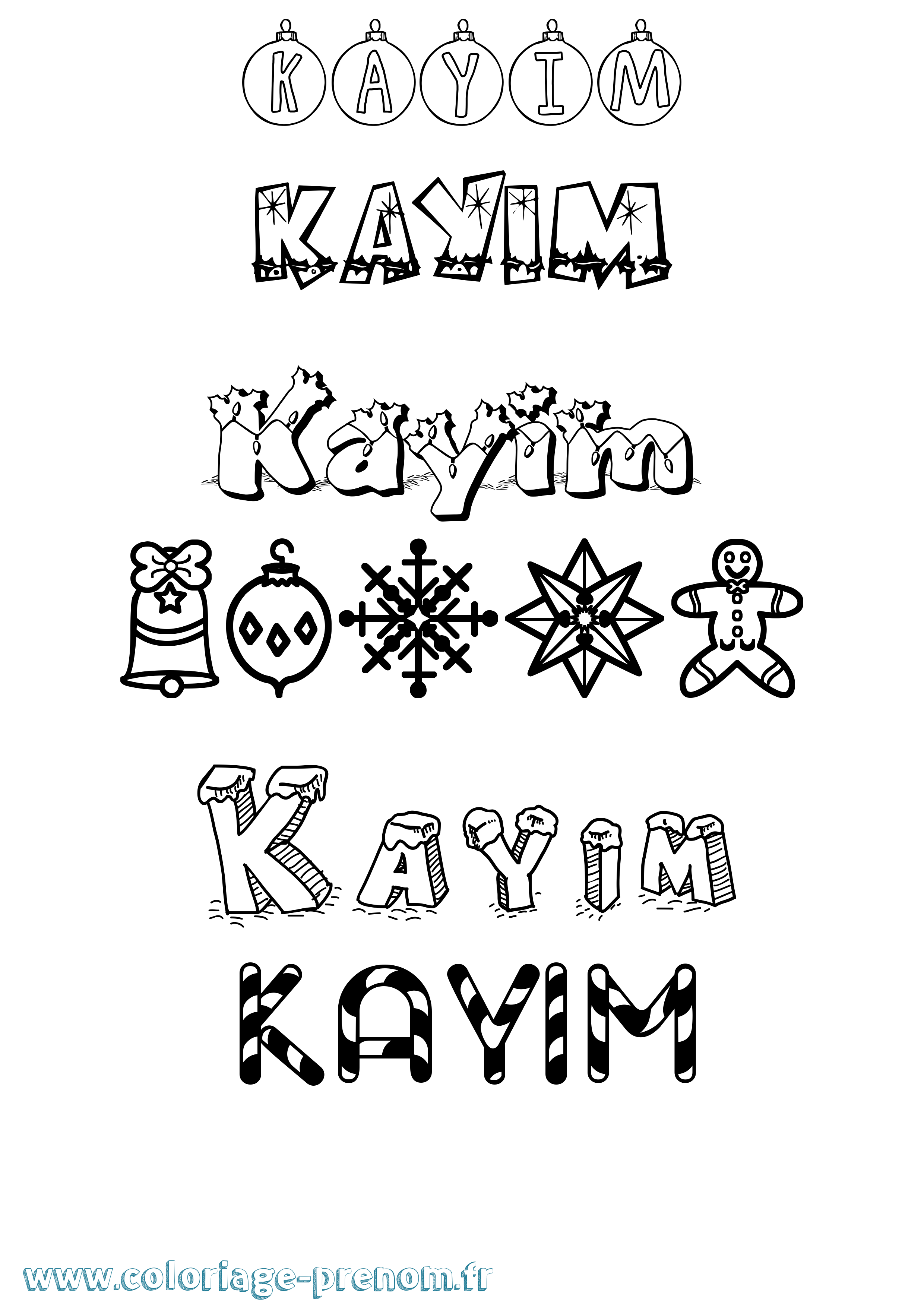 Coloriage Kayim Noël Coloriage prénom Kayim Noël