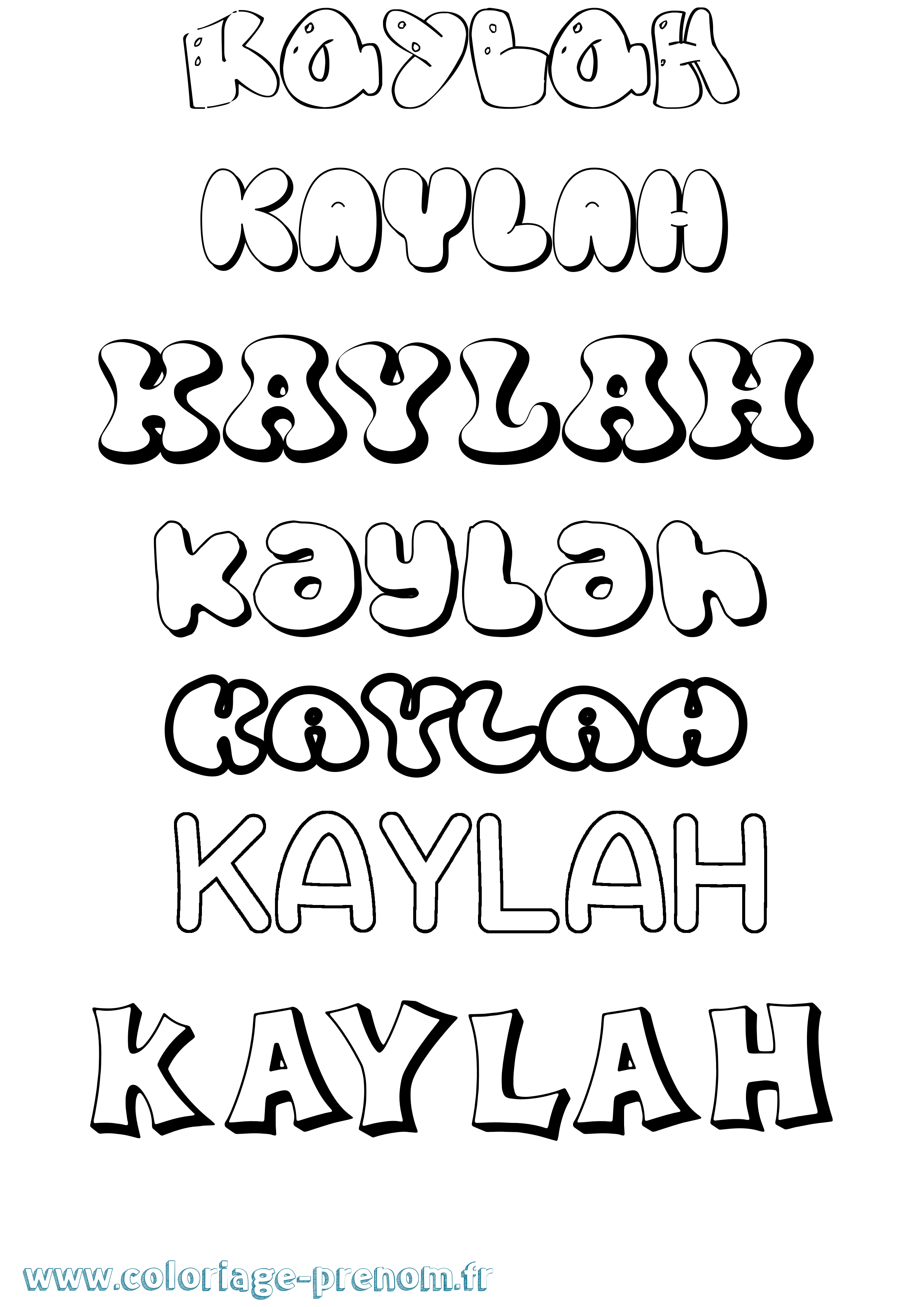 Coloriage Kaylah Bubble Coloriage prénom Kaylah Bubble