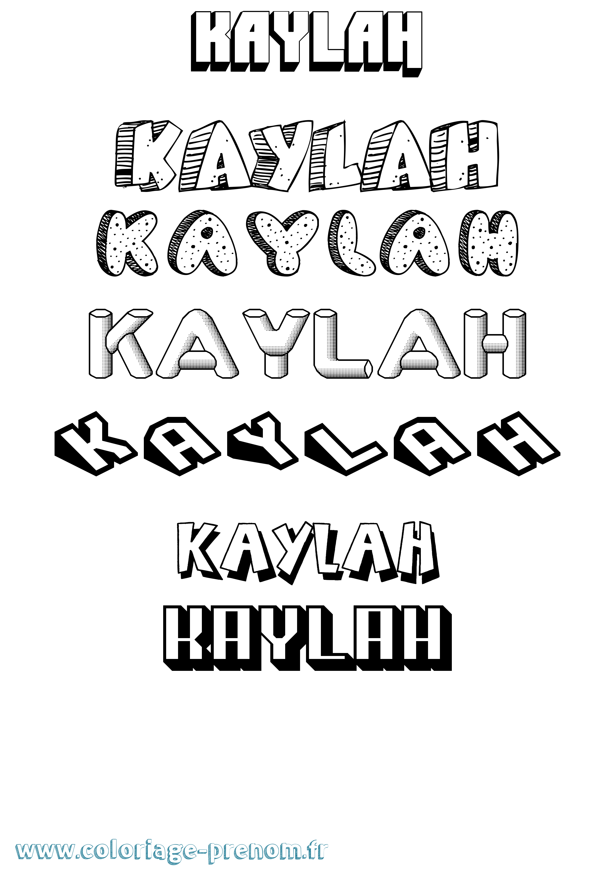 Coloriage Kaylah Effet 3D Coloriage prénom Kaylah Effet 3D