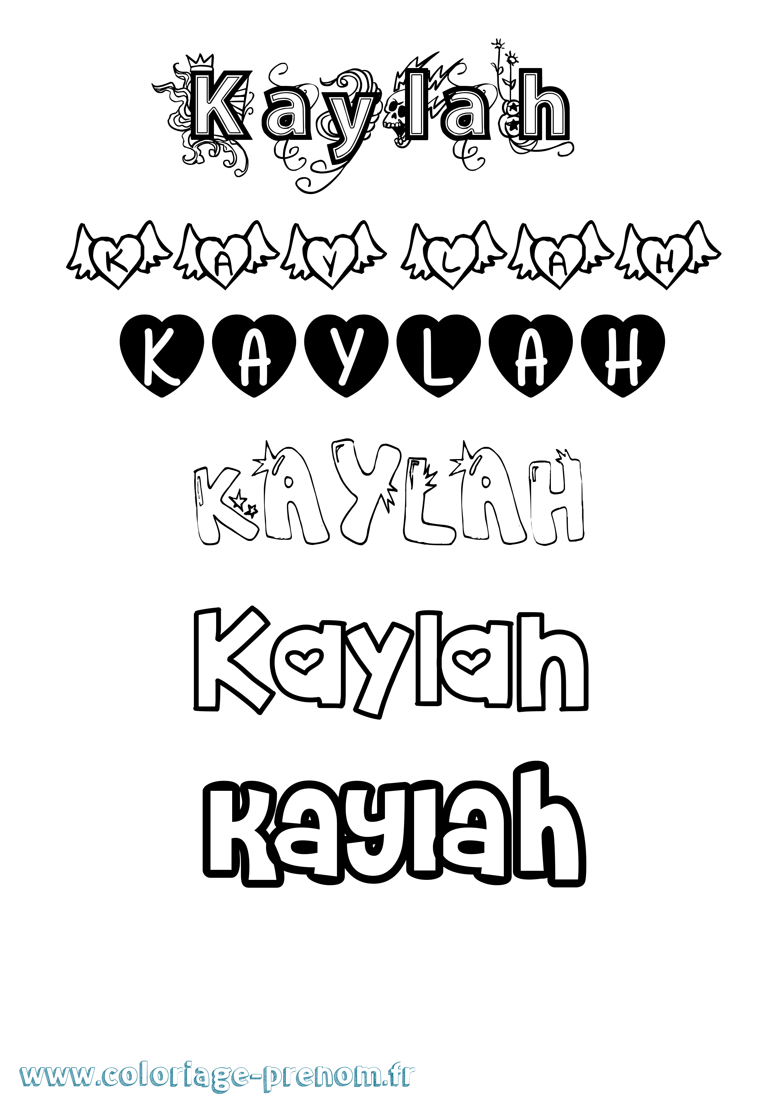 Coloriage Kaylah Girly Coloriage prénom Kaylah Girly