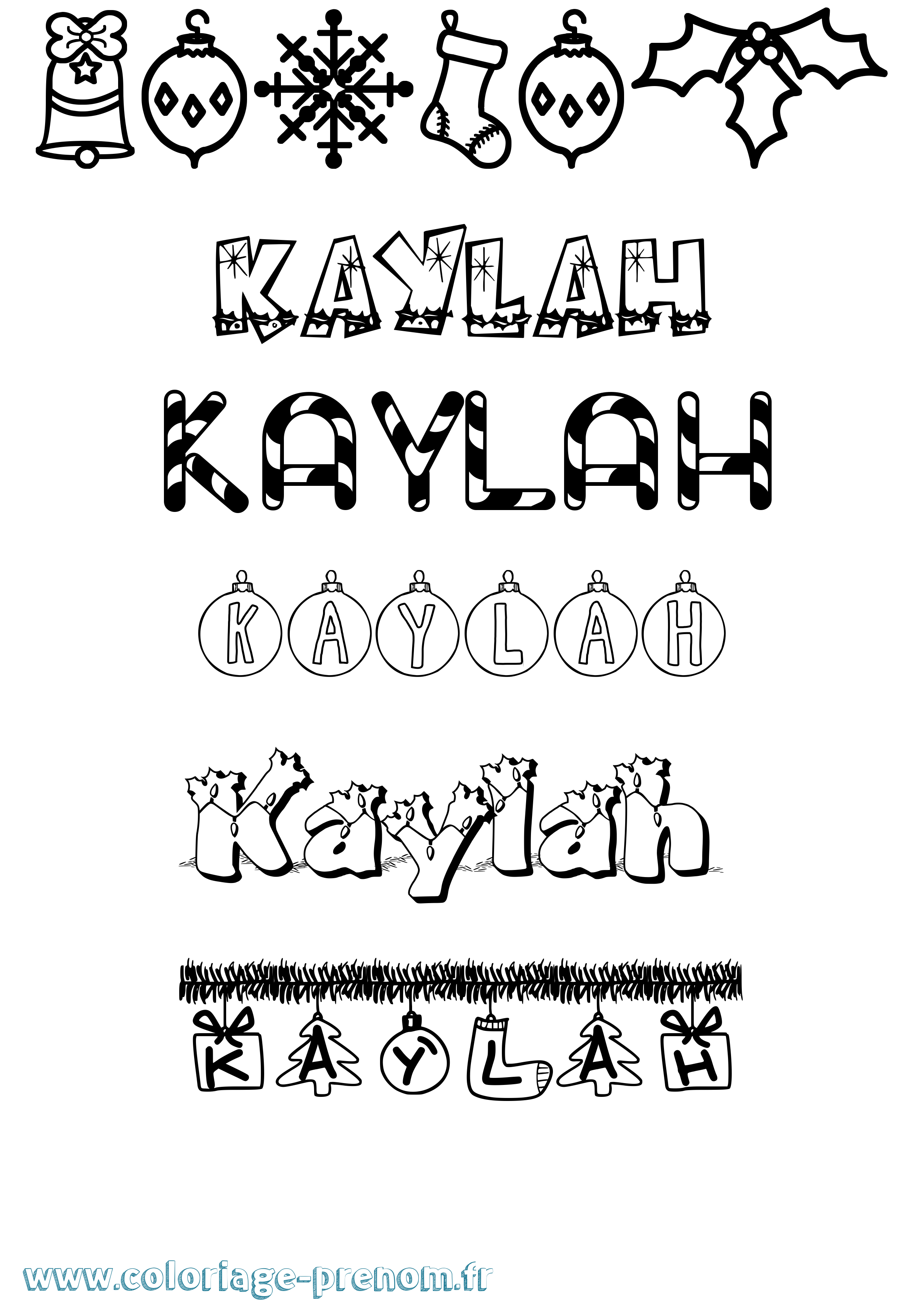 Coloriage Kaylah Noël Coloriage prénom Kaylah Noël