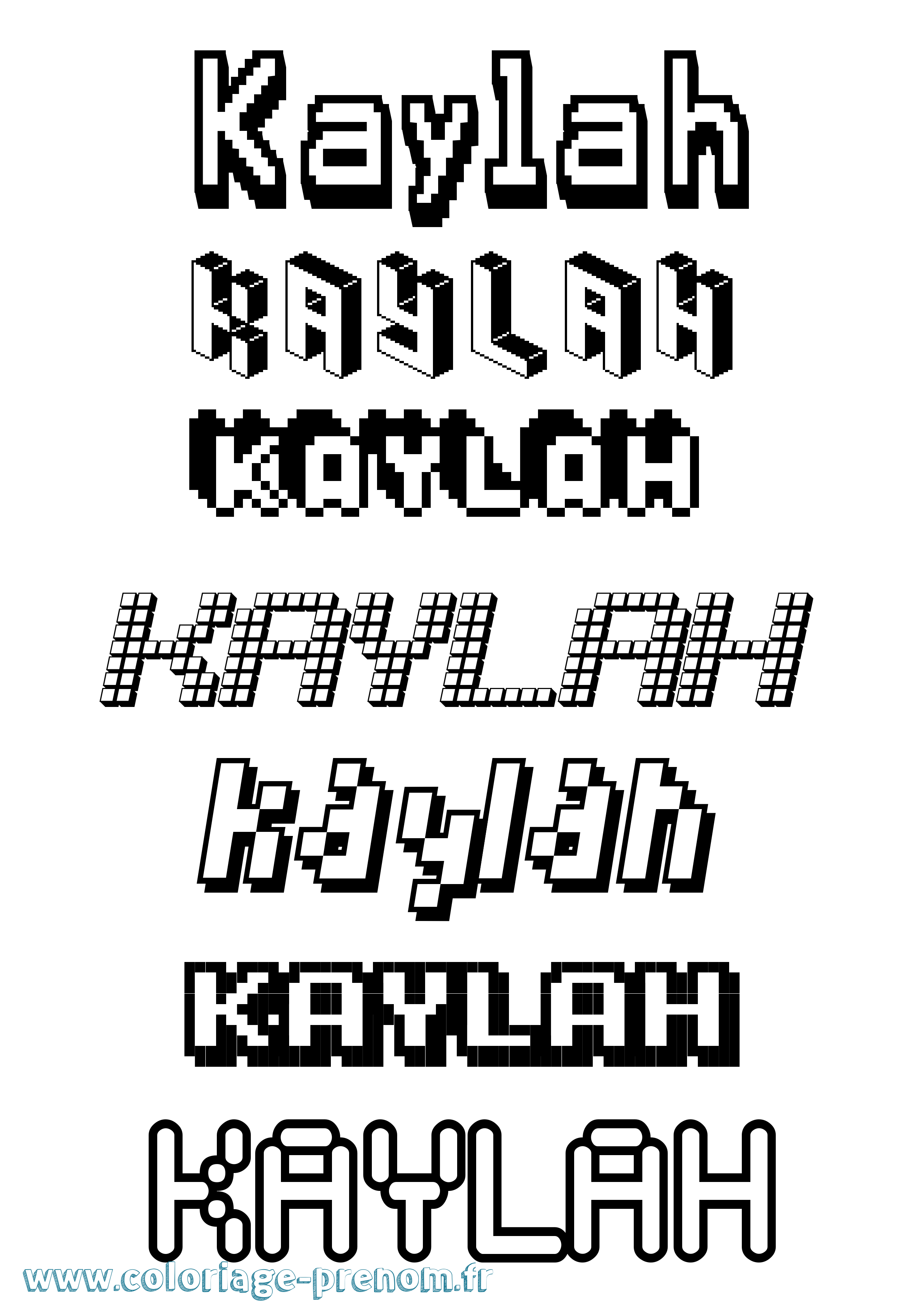 Coloriage Kaylah Pixel Coloriage prénom Kaylah Pixel
