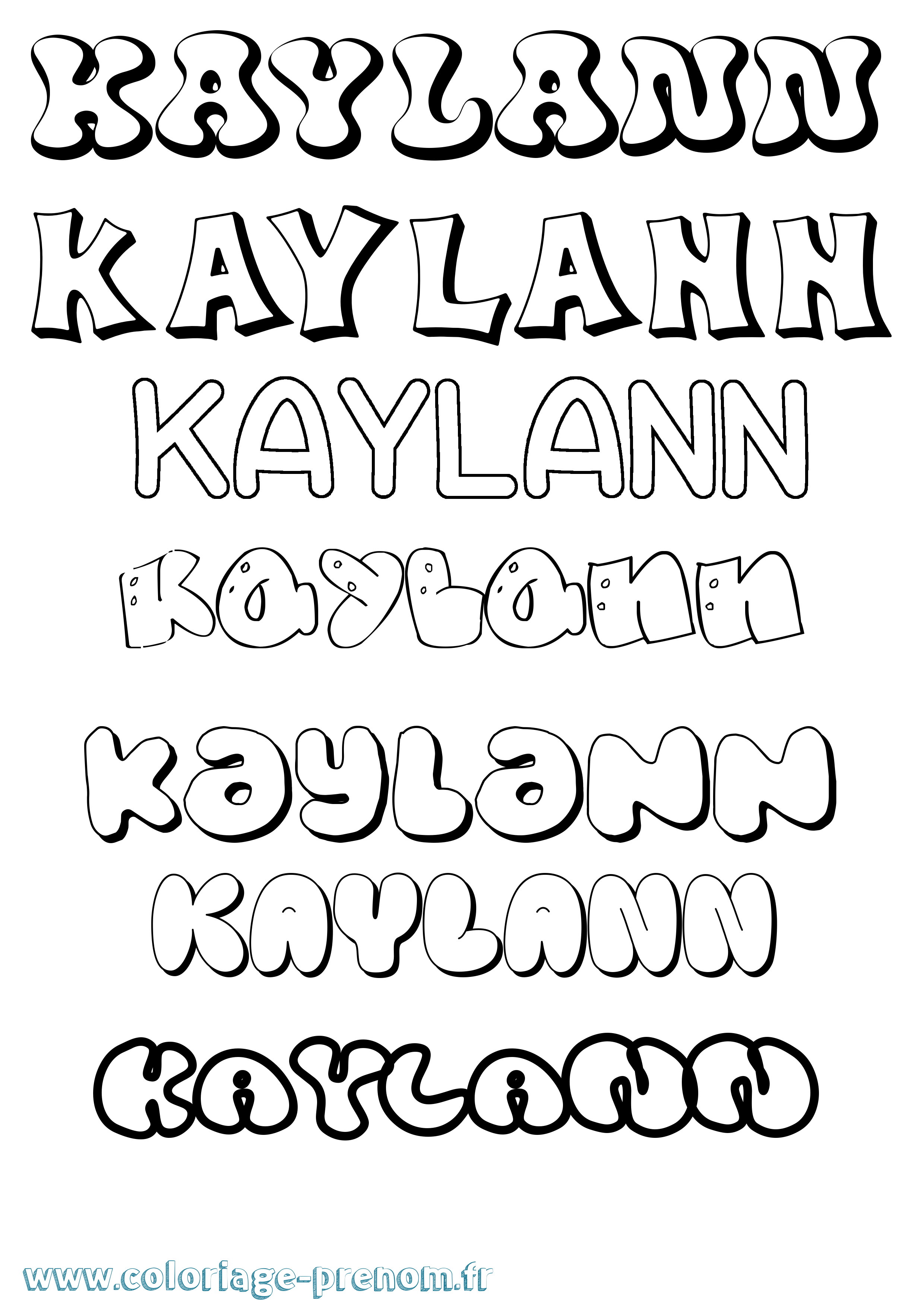 Coloriage Kaylann Bubble Coloriage prénom Kaylann Bubble
