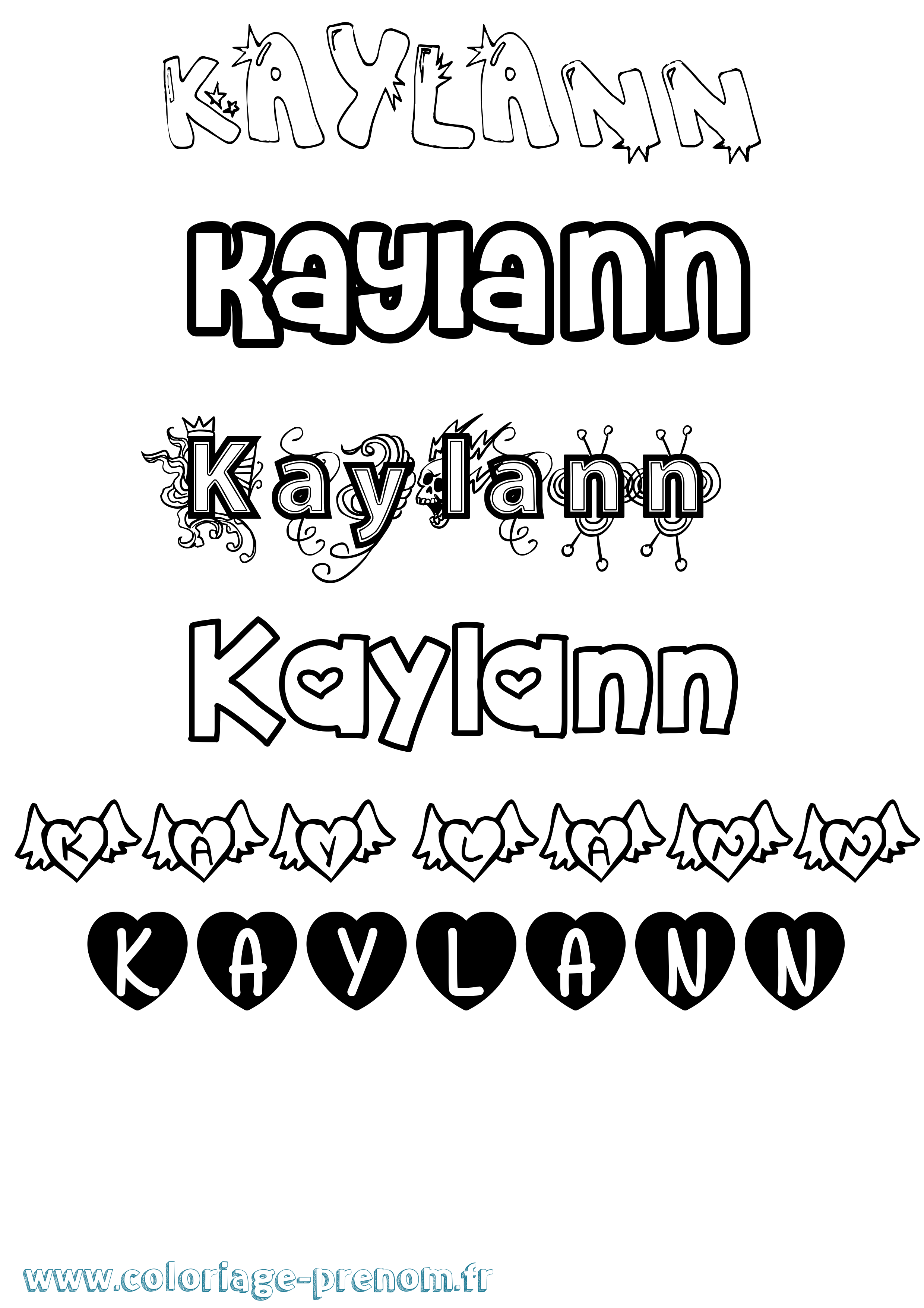 Coloriage Kaylann Girly Coloriage prénom Kaylann Girly