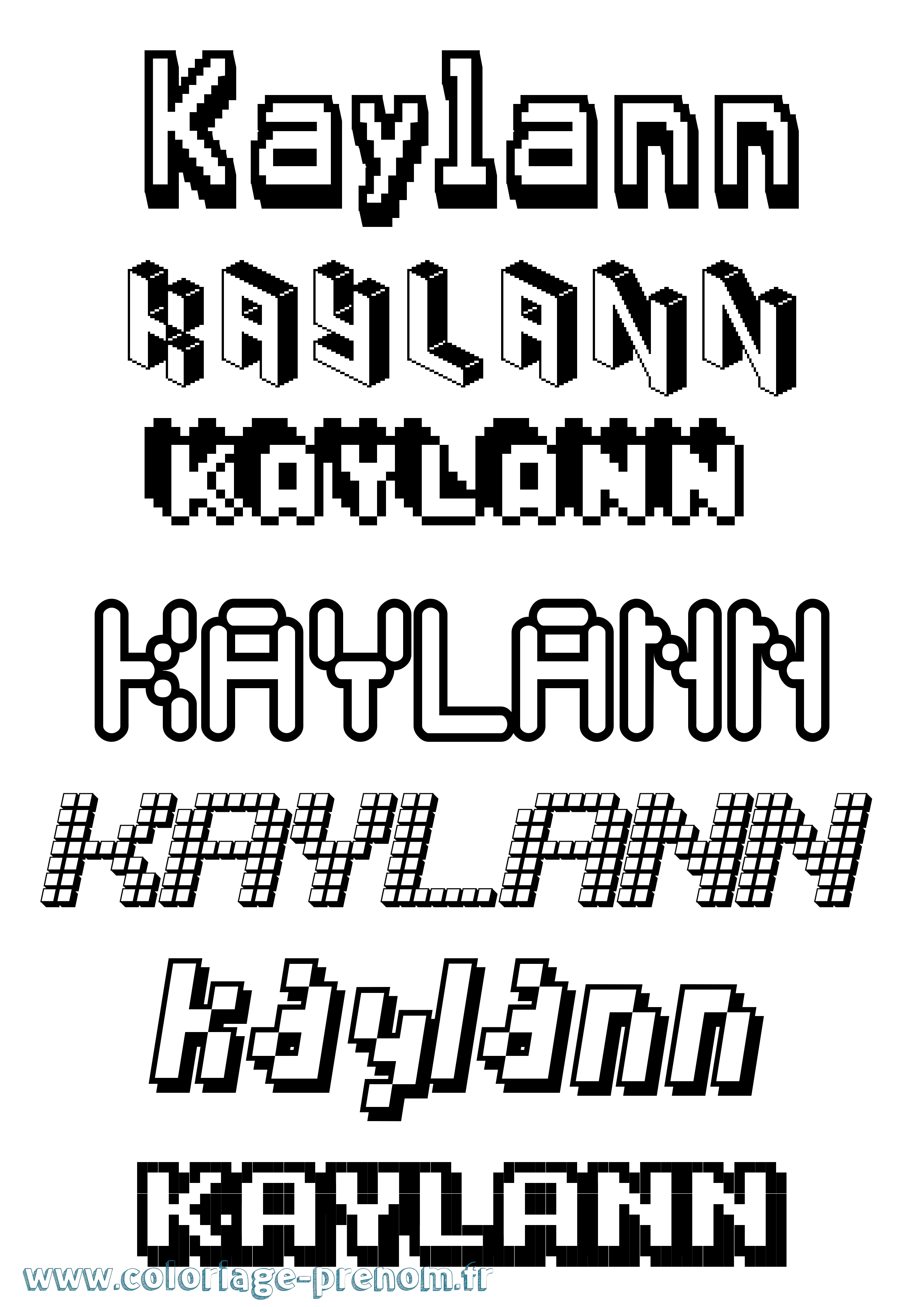 Coloriage Kaylann Pixel Coloriage prénom Kaylann Pixel