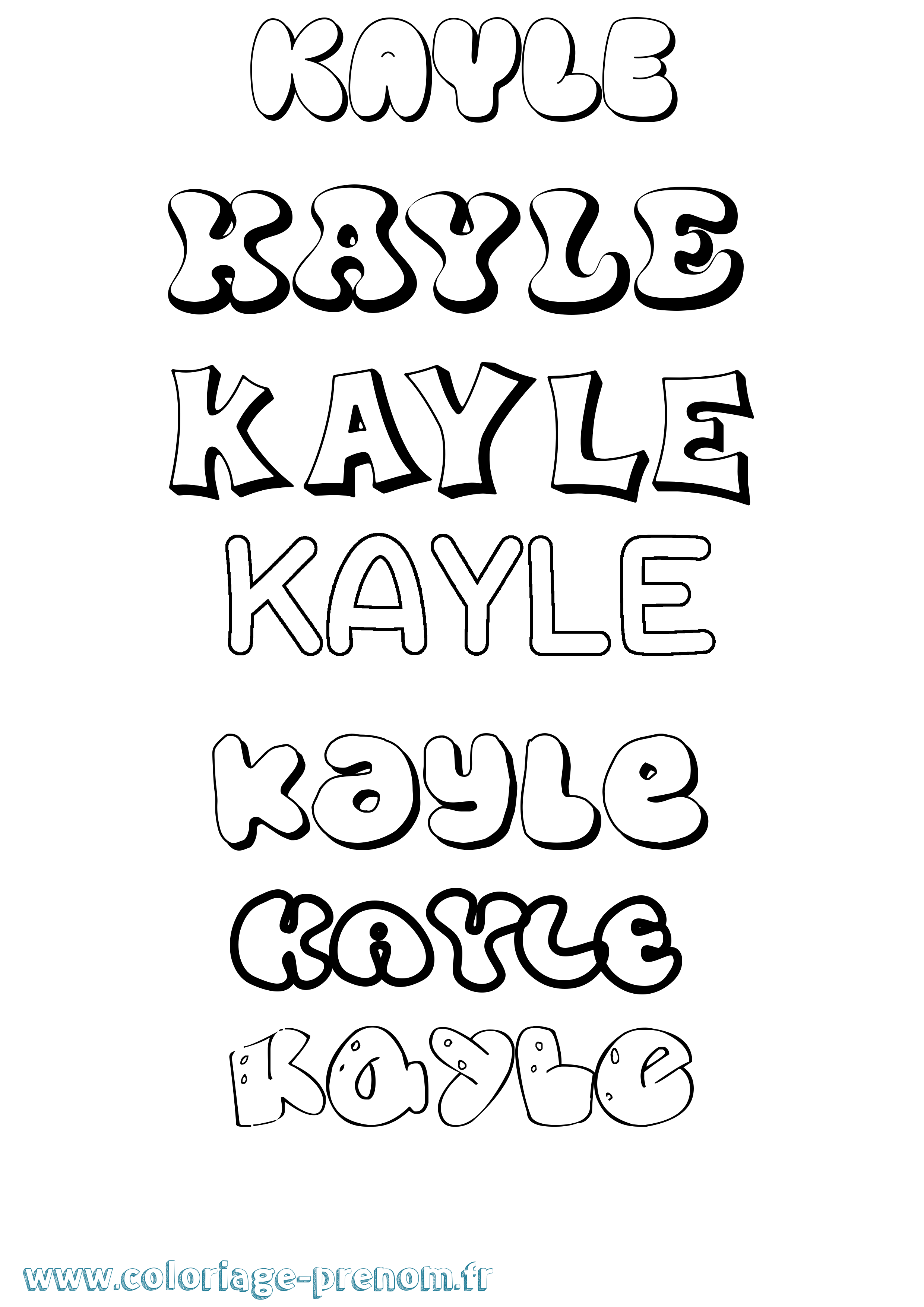Coloriage Kayle Bubble Coloriage prénom Kayle Bubble