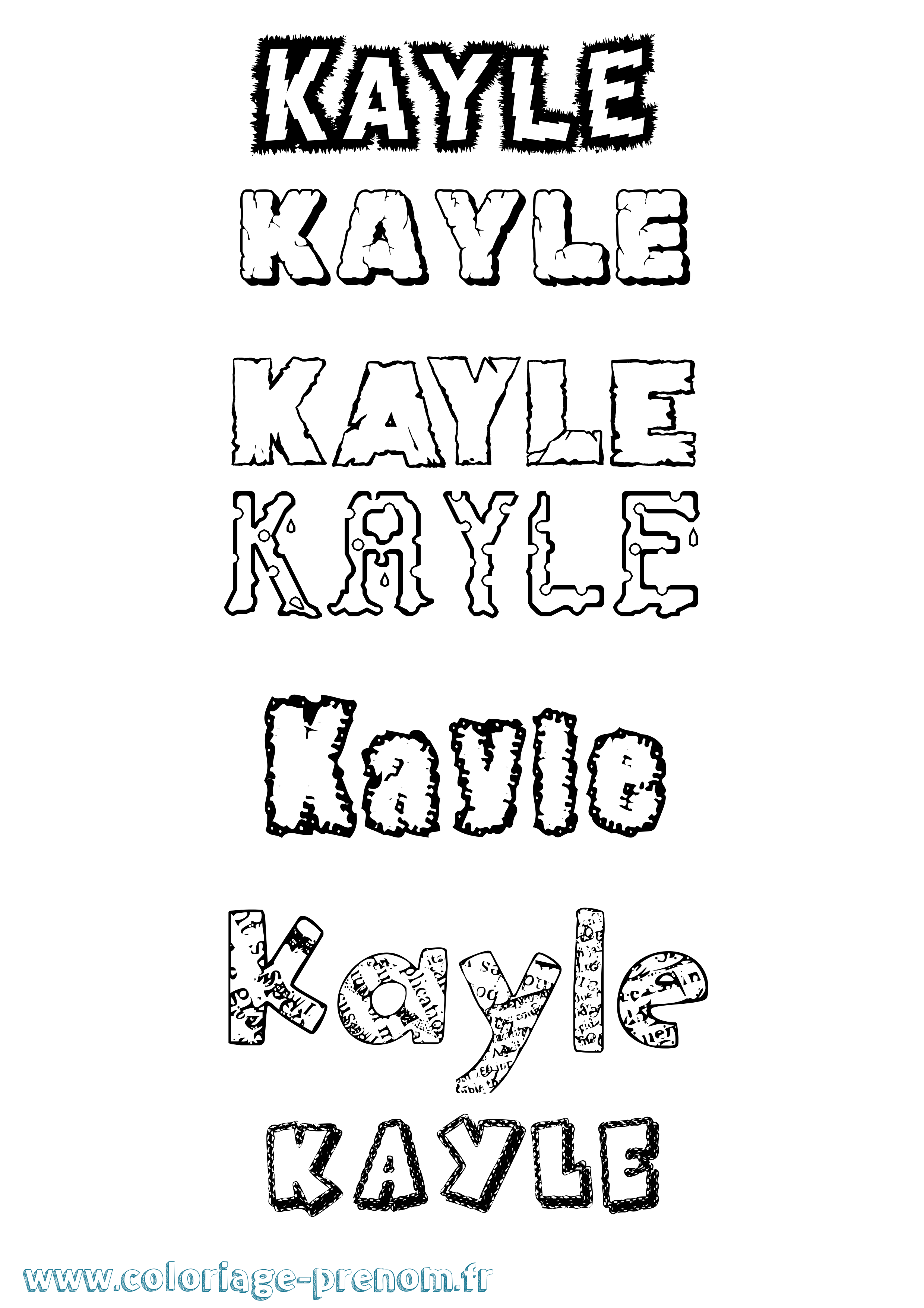 Coloriage Kayle Destructuré Coloriage prénom Kayle Destructuré