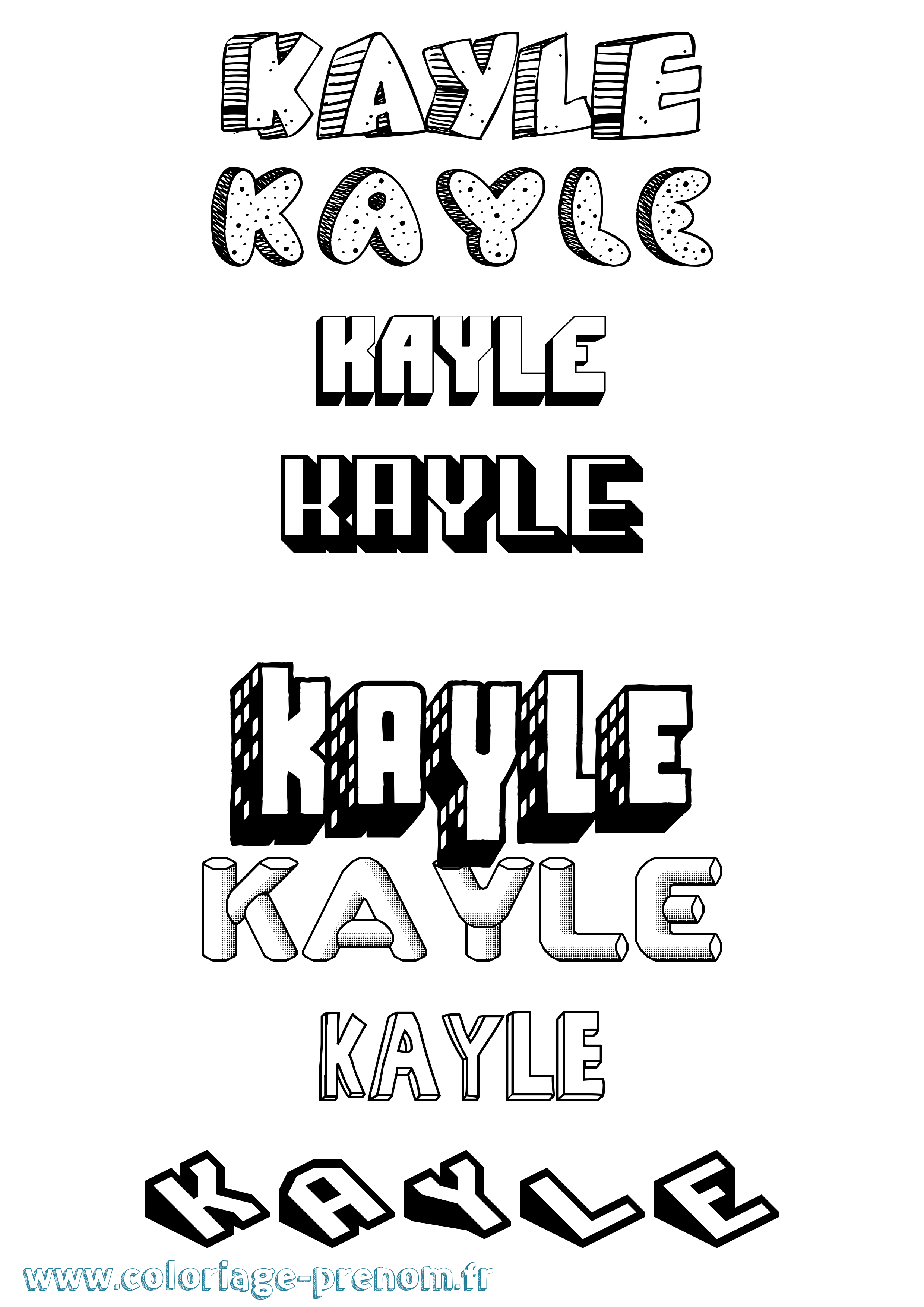Coloriage Kayle Effet 3D Coloriage prénom Kayle Effet 3D