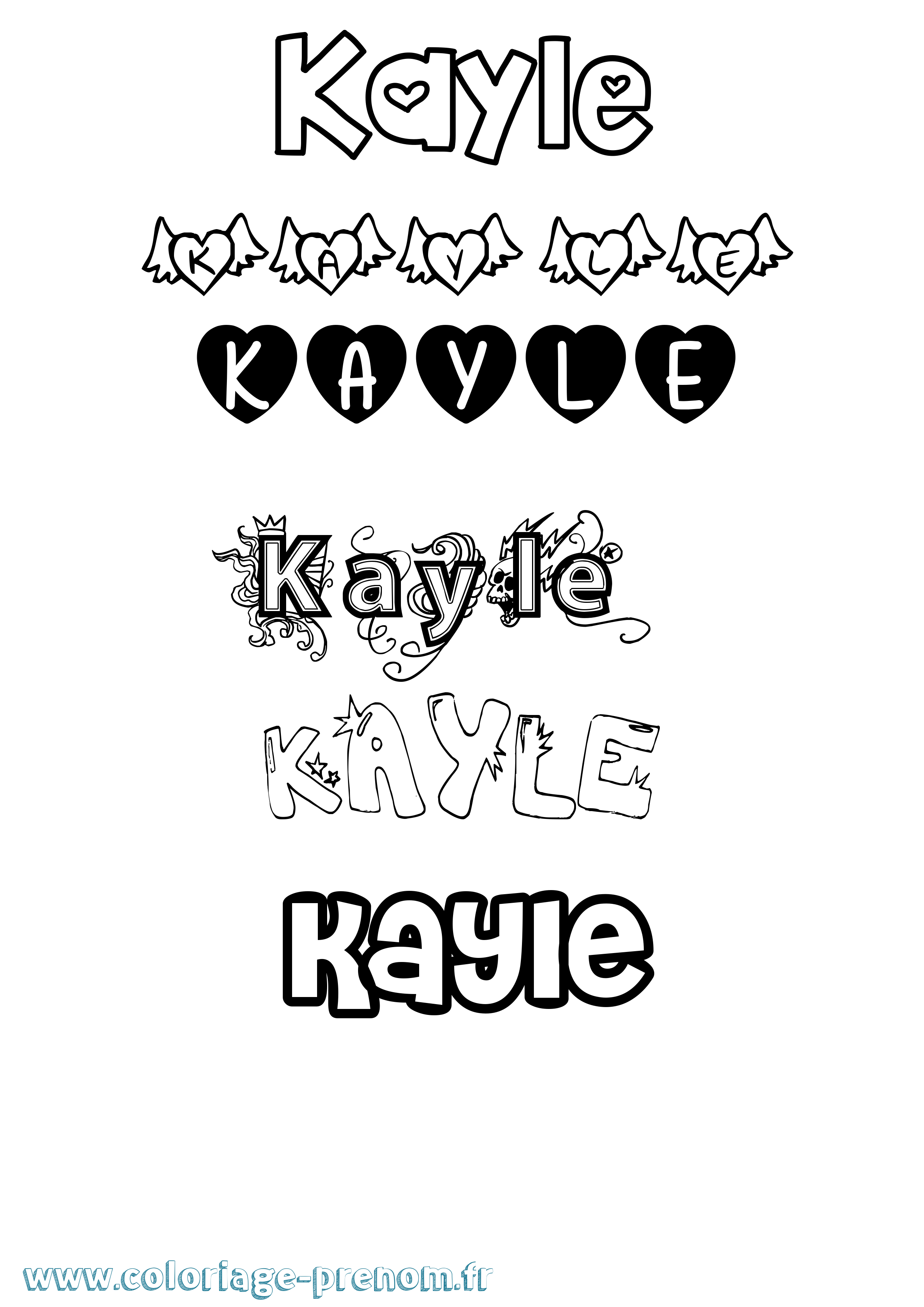 Coloriage Kayle Girly Coloriage prénom Kayle Girly