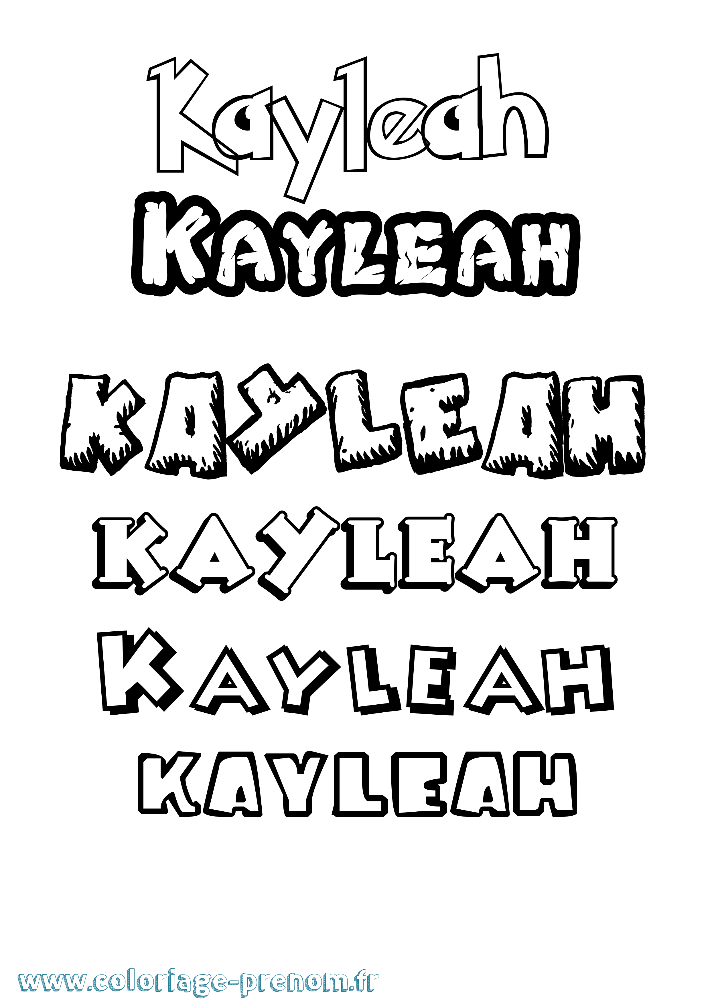 Coloriage Kayleah Dessin Animé Coloriage prénom Kayleah Dessin Animé