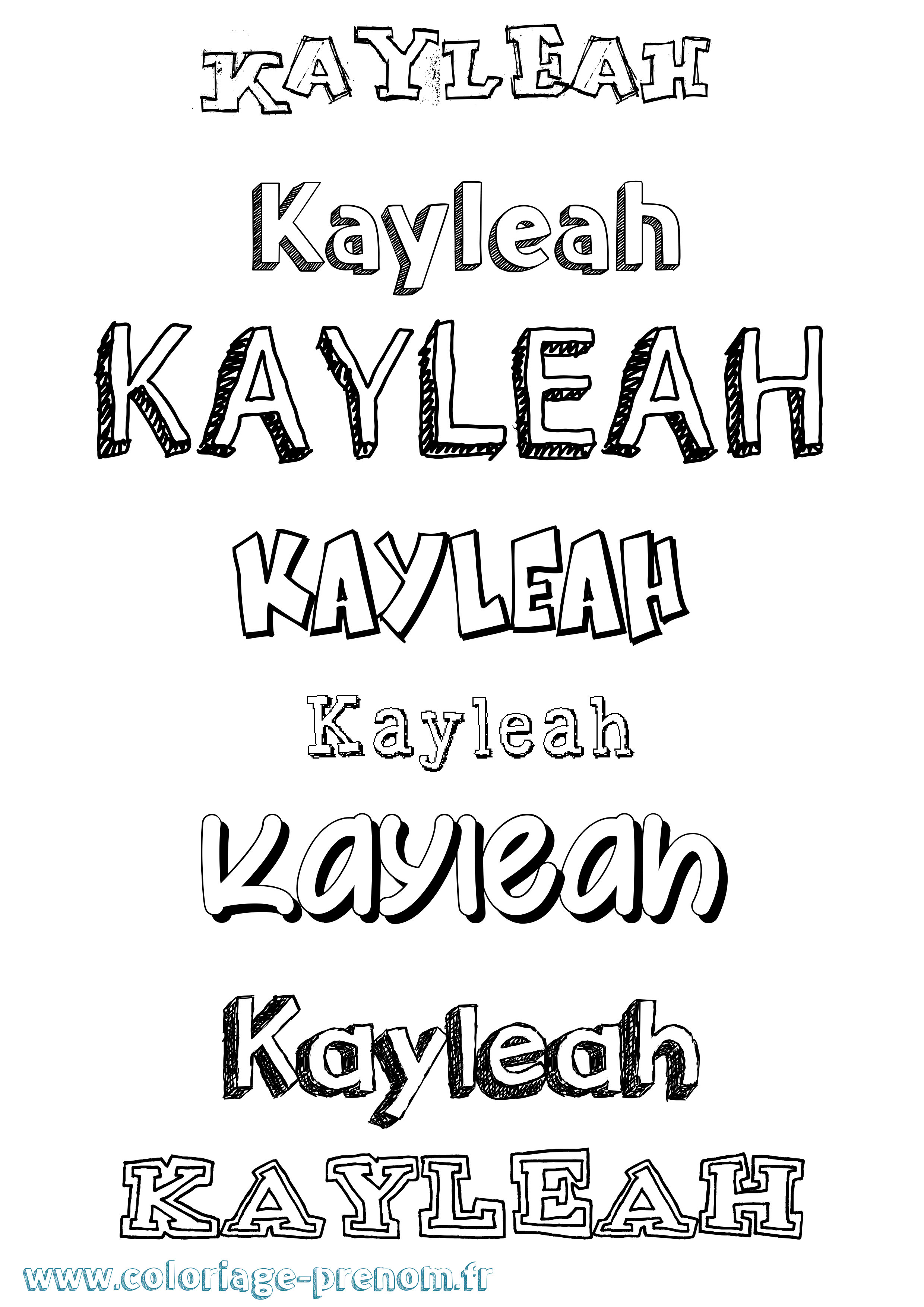 Coloriage Kayleah Dessiné Coloriage prénom Kayleah Dessiné