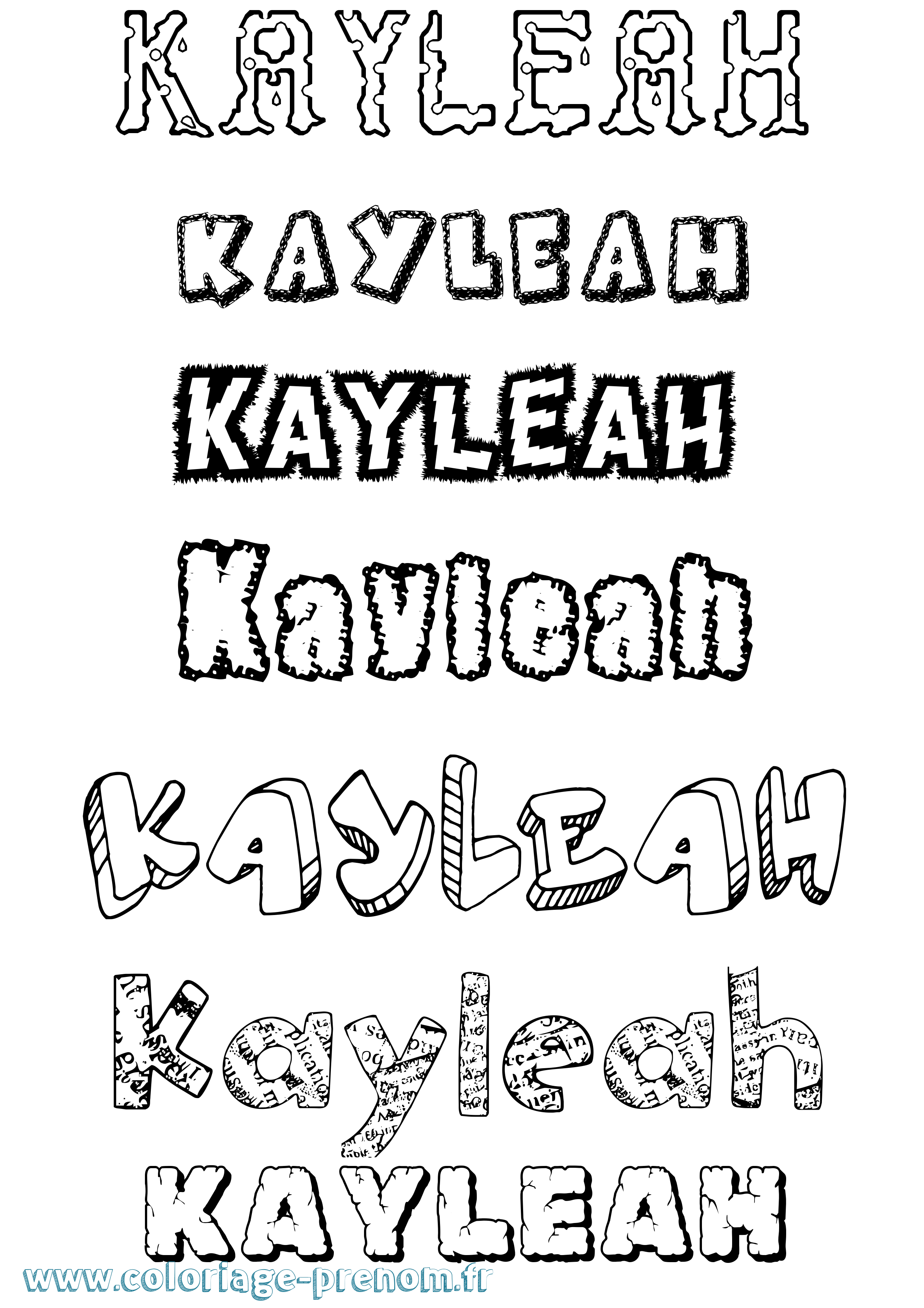 Coloriage Kayleah Destructuré Coloriage prénom Kayleah Destructuré