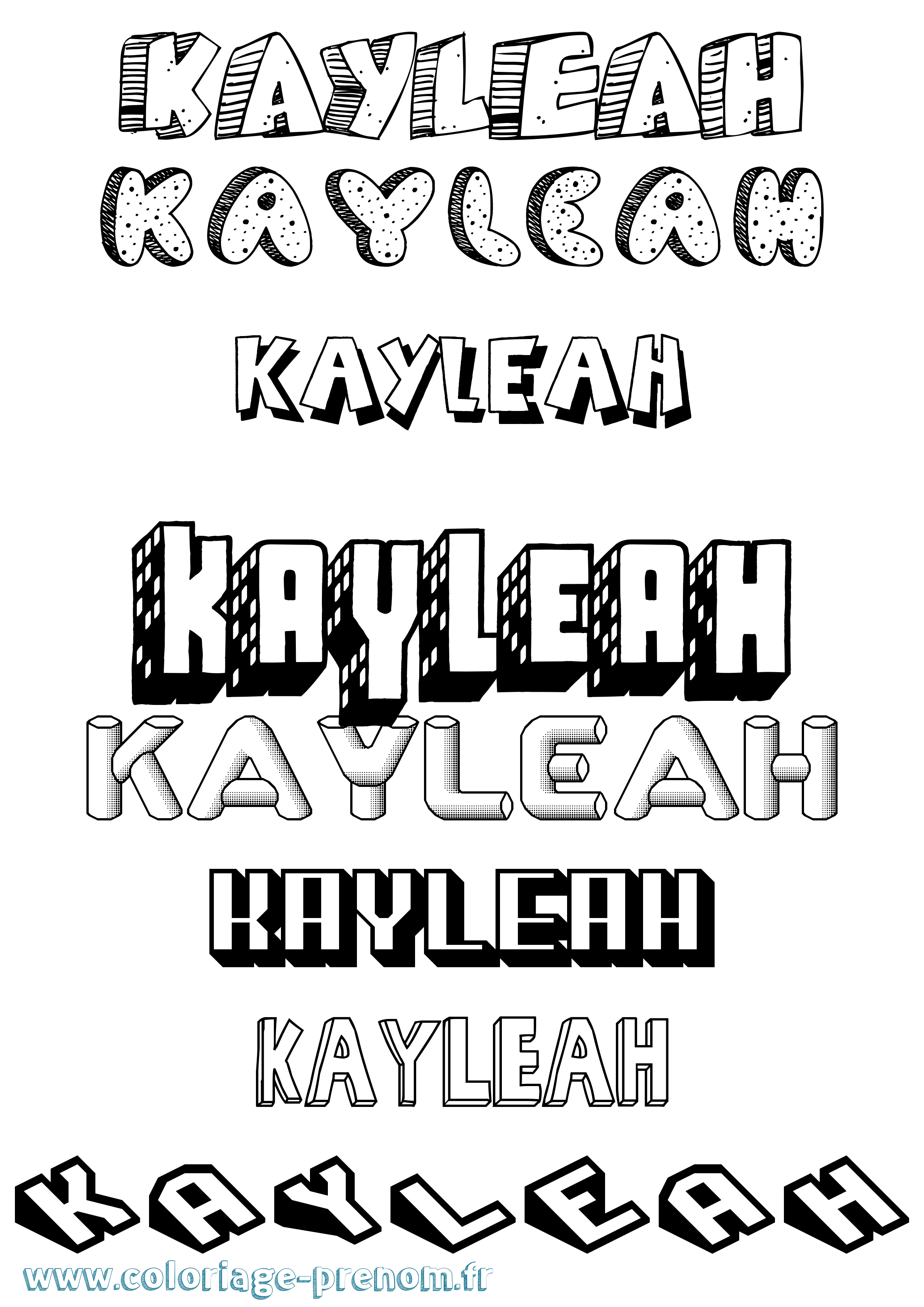 Coloriage Kayleah Effet 3D Coloriage prénom Kayleah Effet 3D