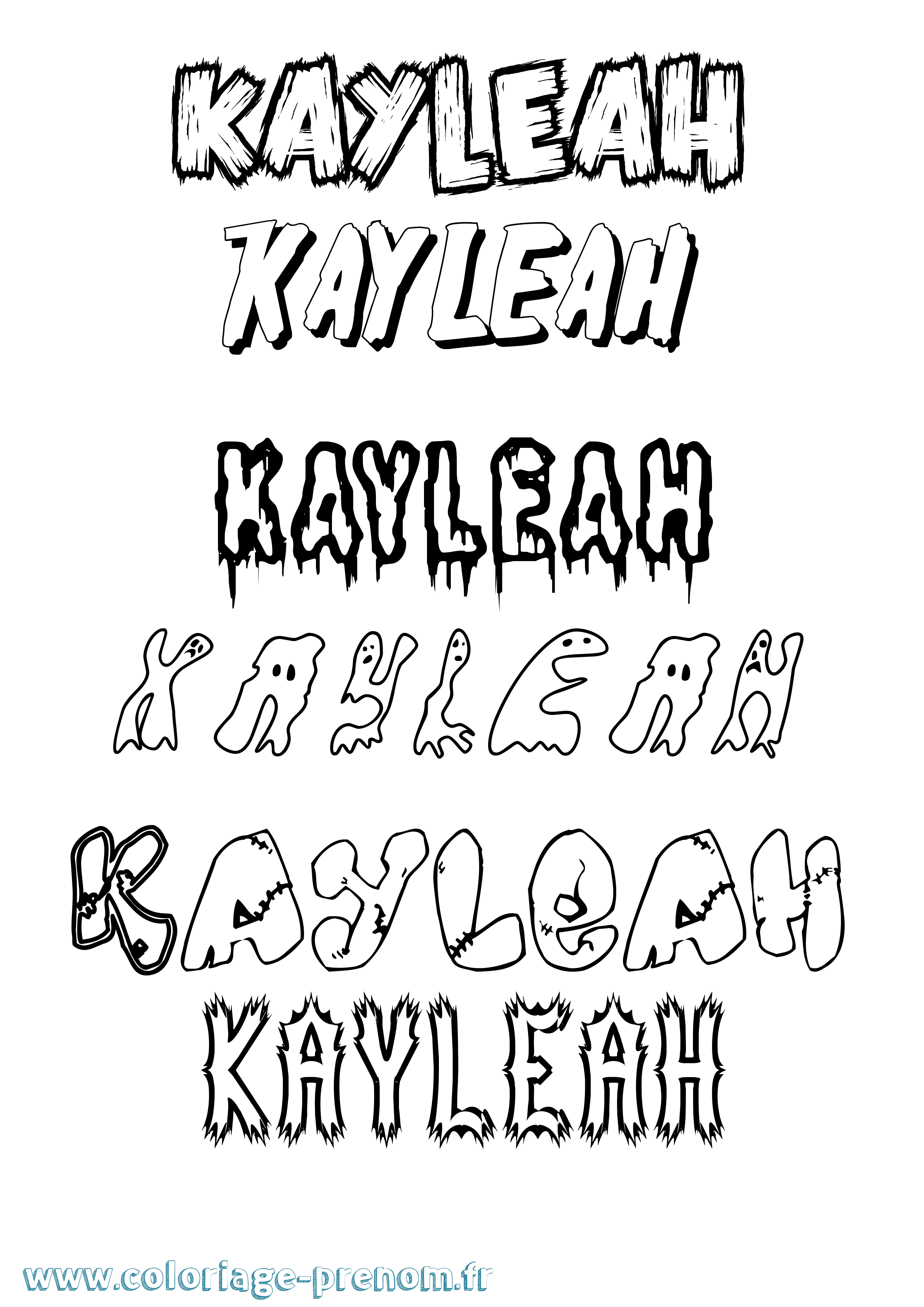 Coloriage Kayleah Frisson Coloriage prénom Kayleah Frisson