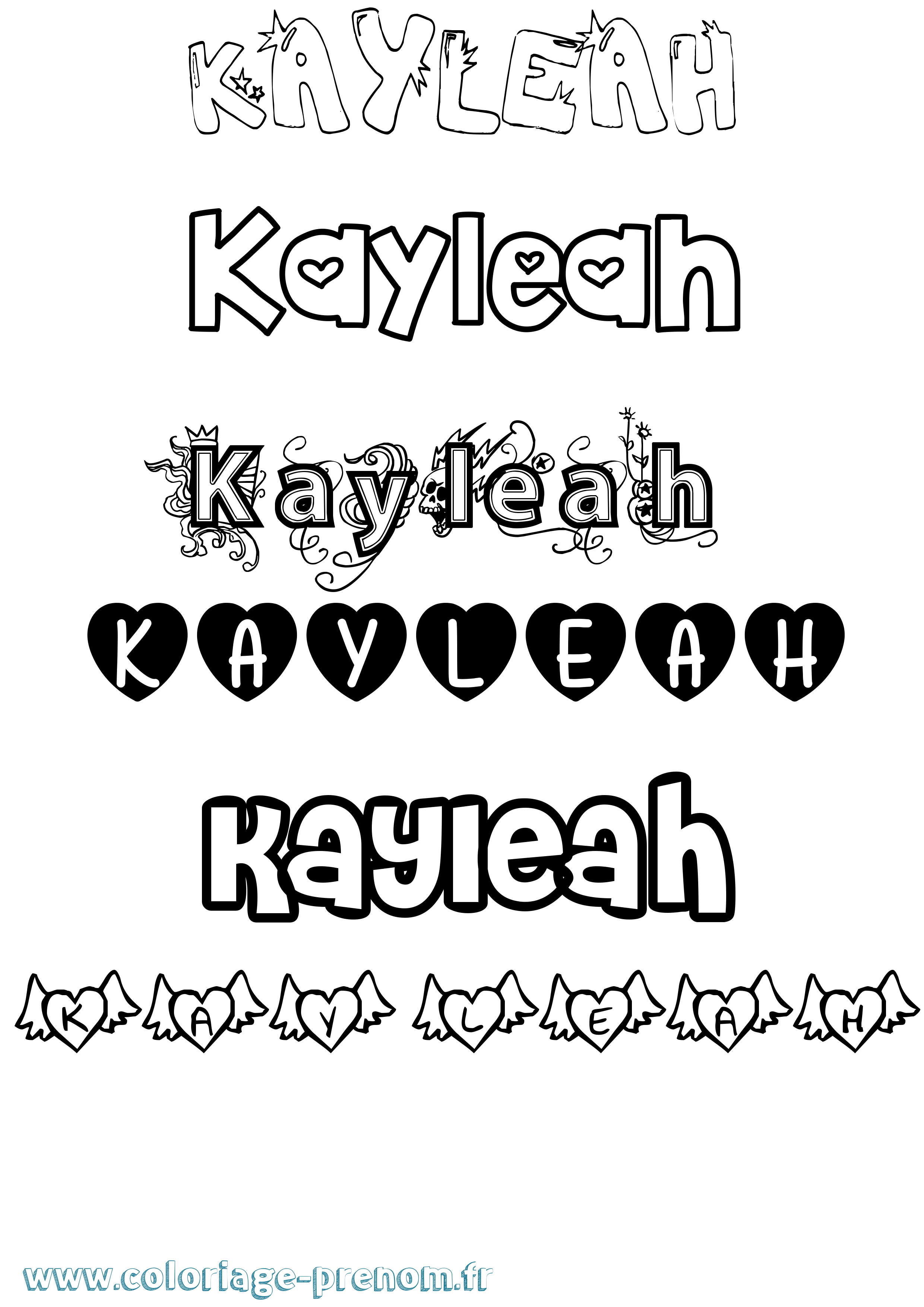 Coloriage Kayleah Girly Coloriage prénom Kayleah Girly