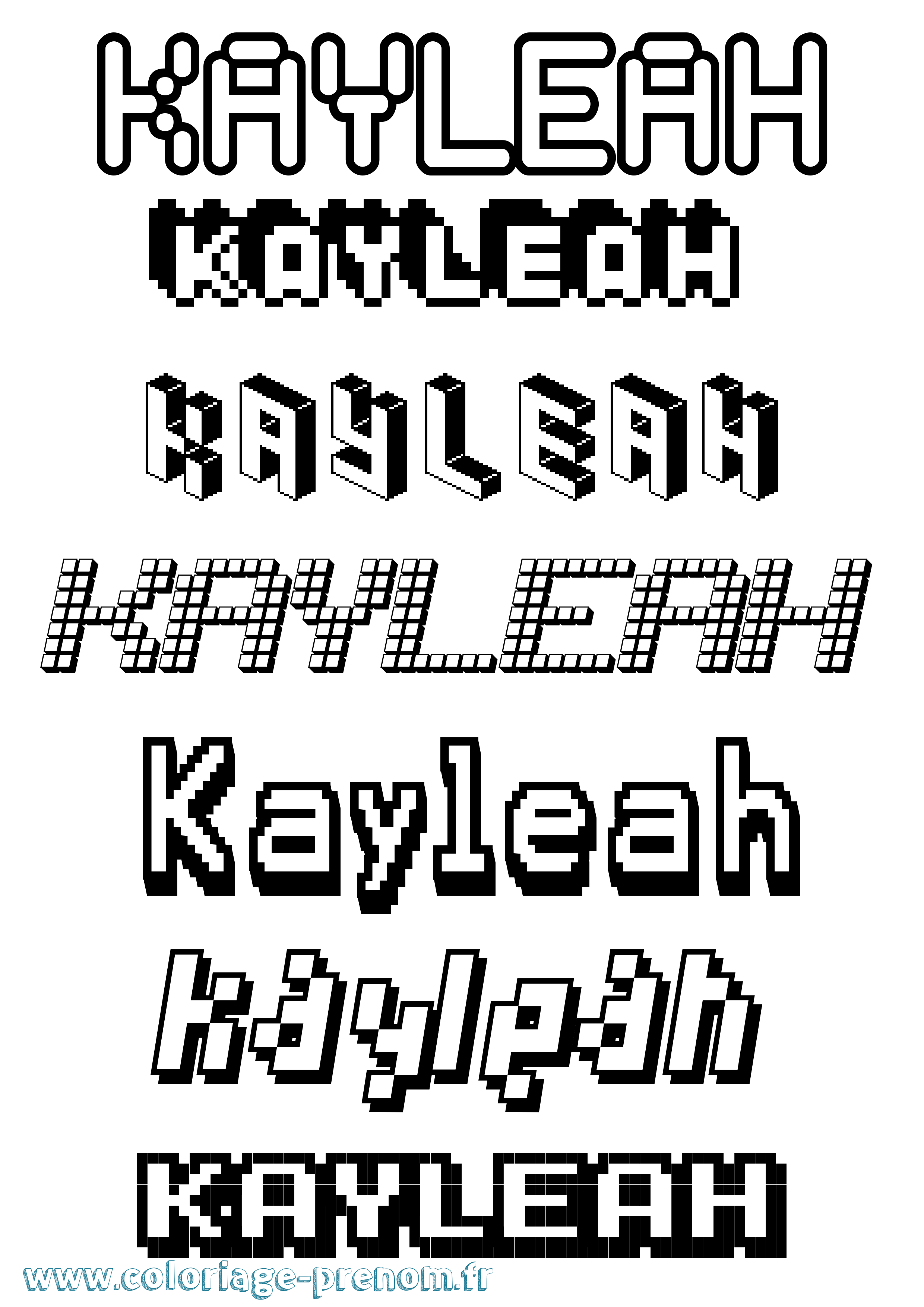 Coloriage Kayleah Pixel Coloriage prénom Kayleah Pixel