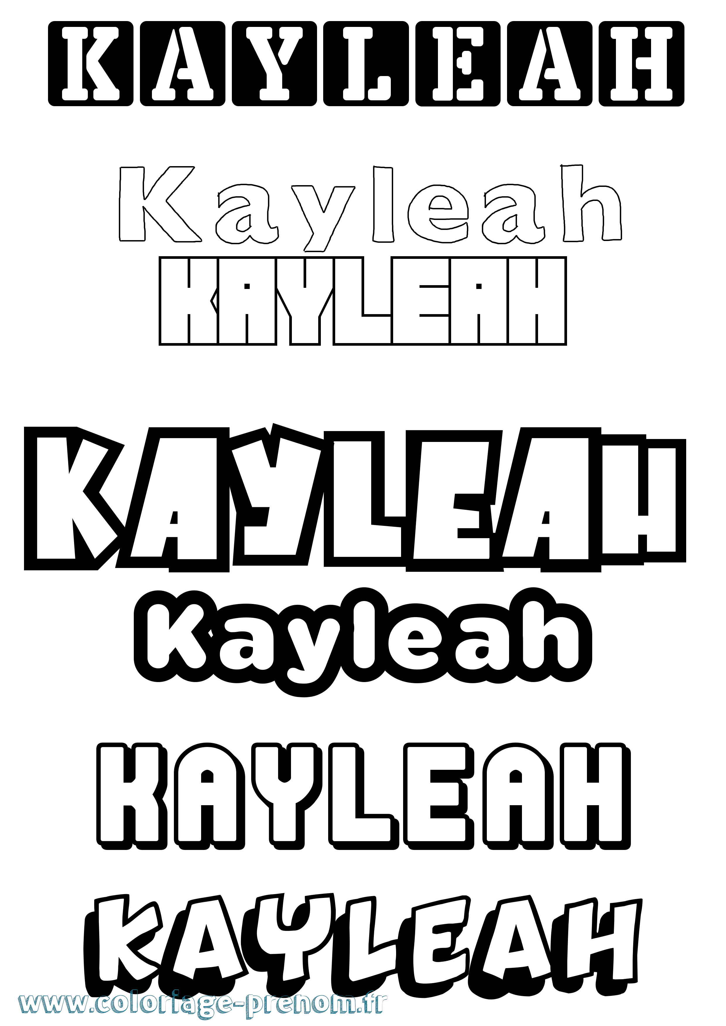 Coloriage Kayleah Simple Coloriage prénom Kayleah Simple