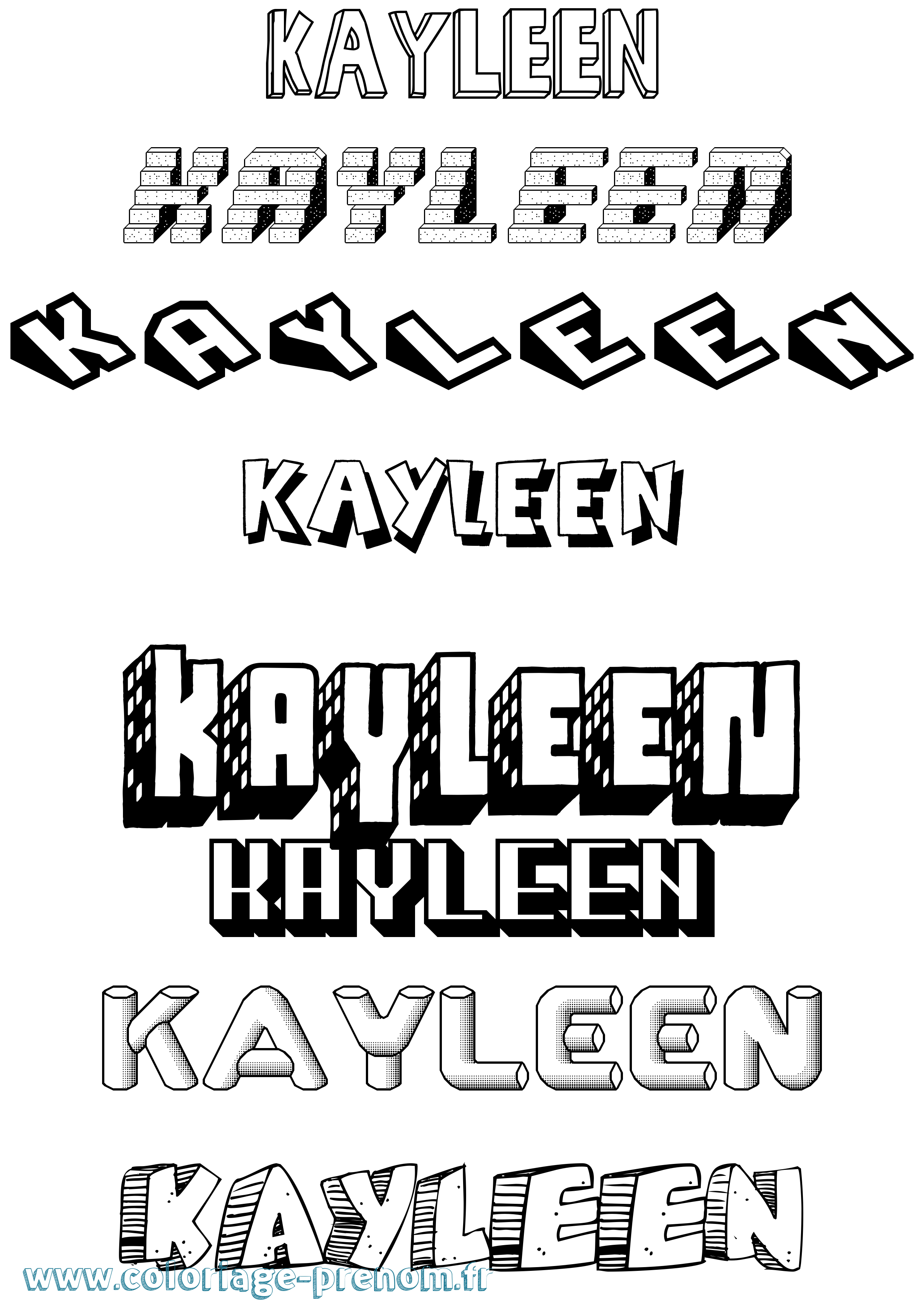 Coloriage Kayleen Effet 3D Coloriage prénom Kayleen Effet 3D