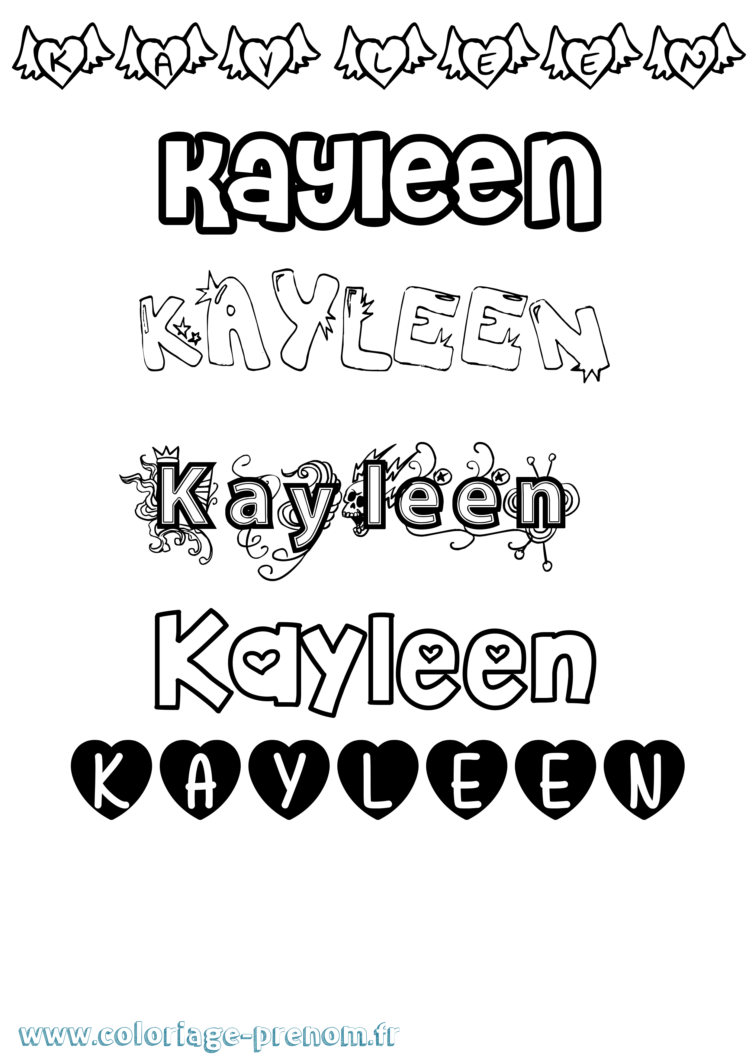Coloriage Kayleen Girly Coloriage prénom Kayleen Girly