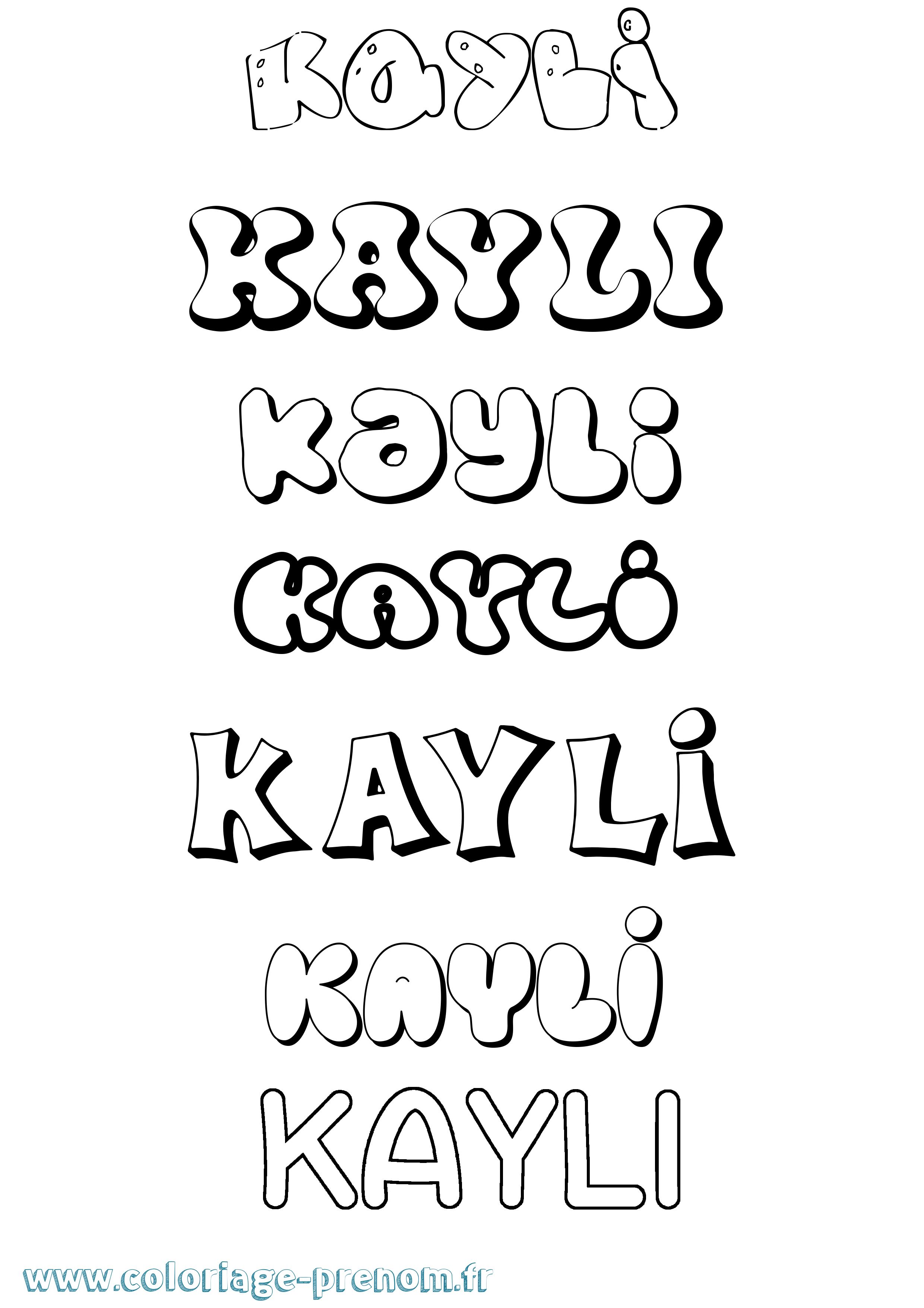 Coloriage Kayli Bubble Coloriage prénom Kayli Bubble