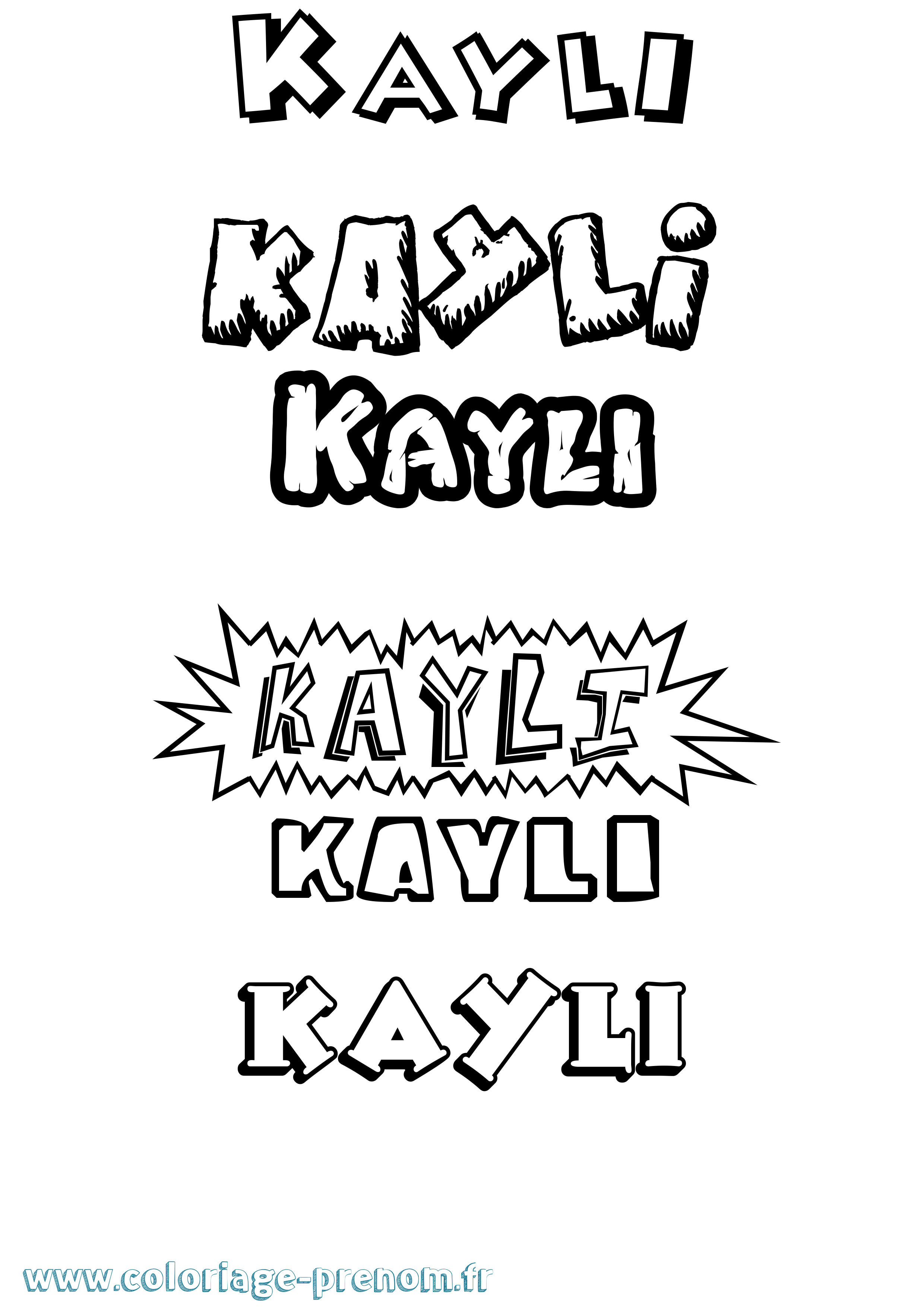 Coloriage Kayli Dessin Animé Coloriage prénom Kayli Dessin Animé