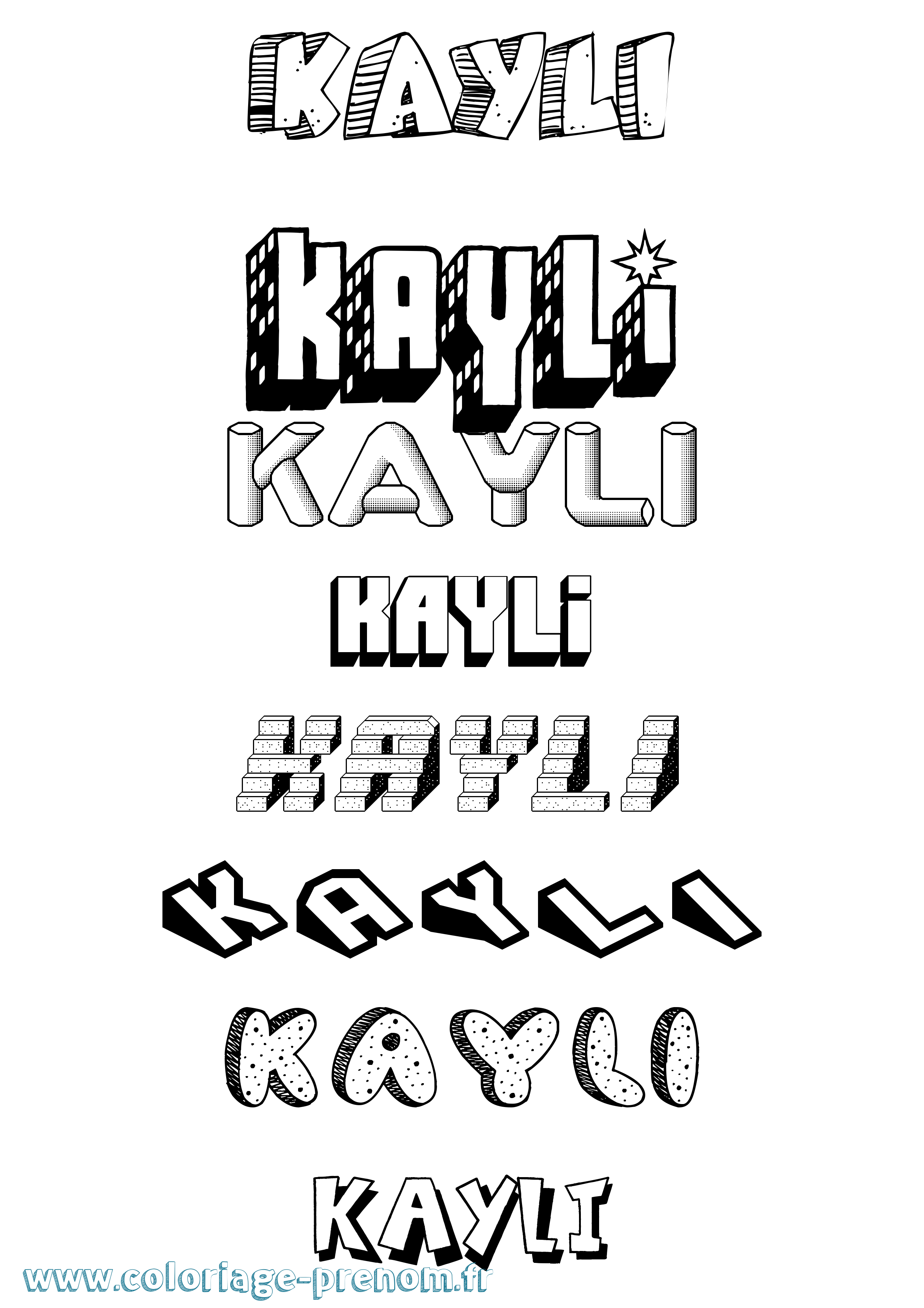 Coloriage Kayli Effet 3D Coloriage prénom Kayli Effet 3D