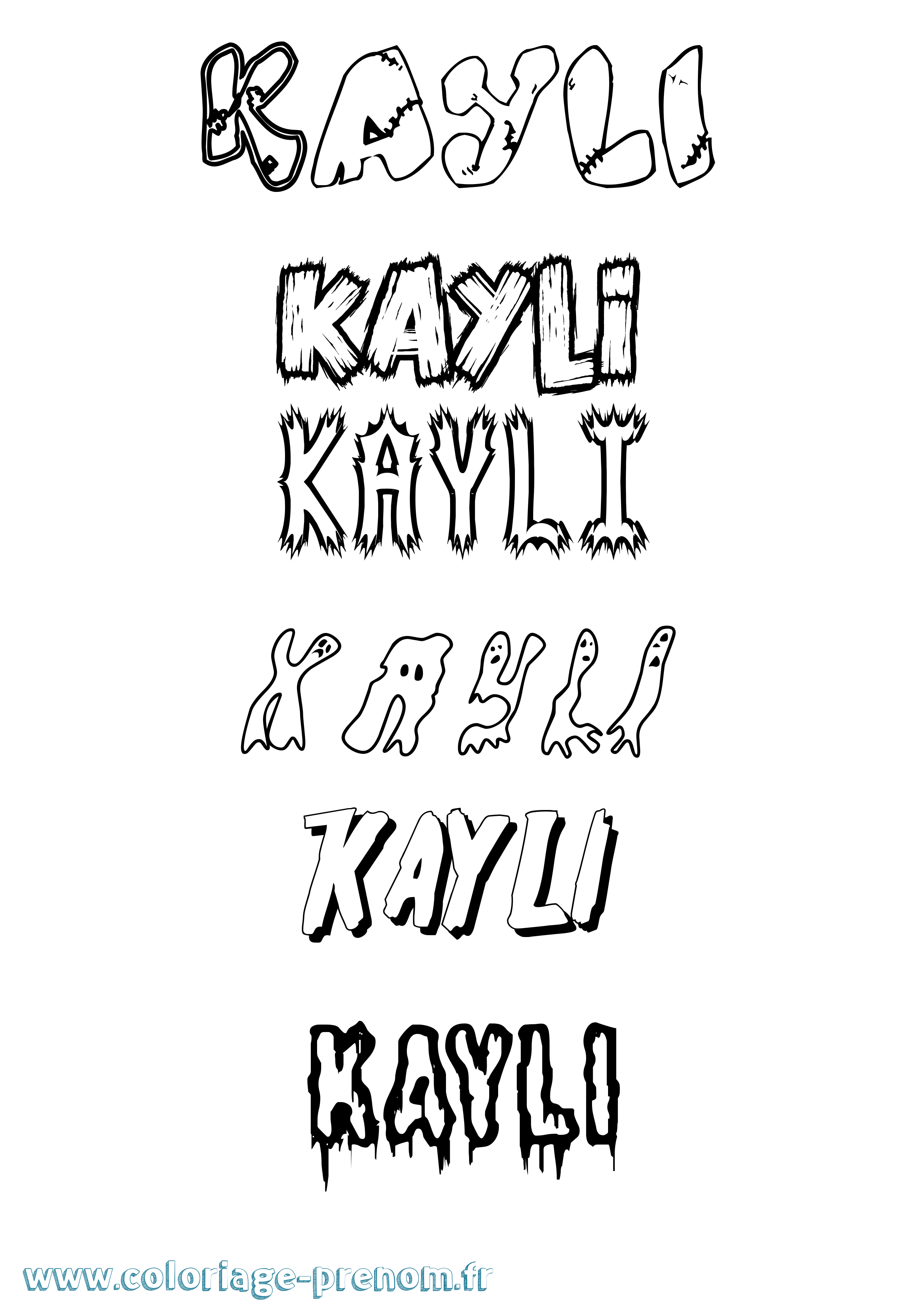 Coloriage Kayli Frisson Coloriage prénom Kayli Frisson