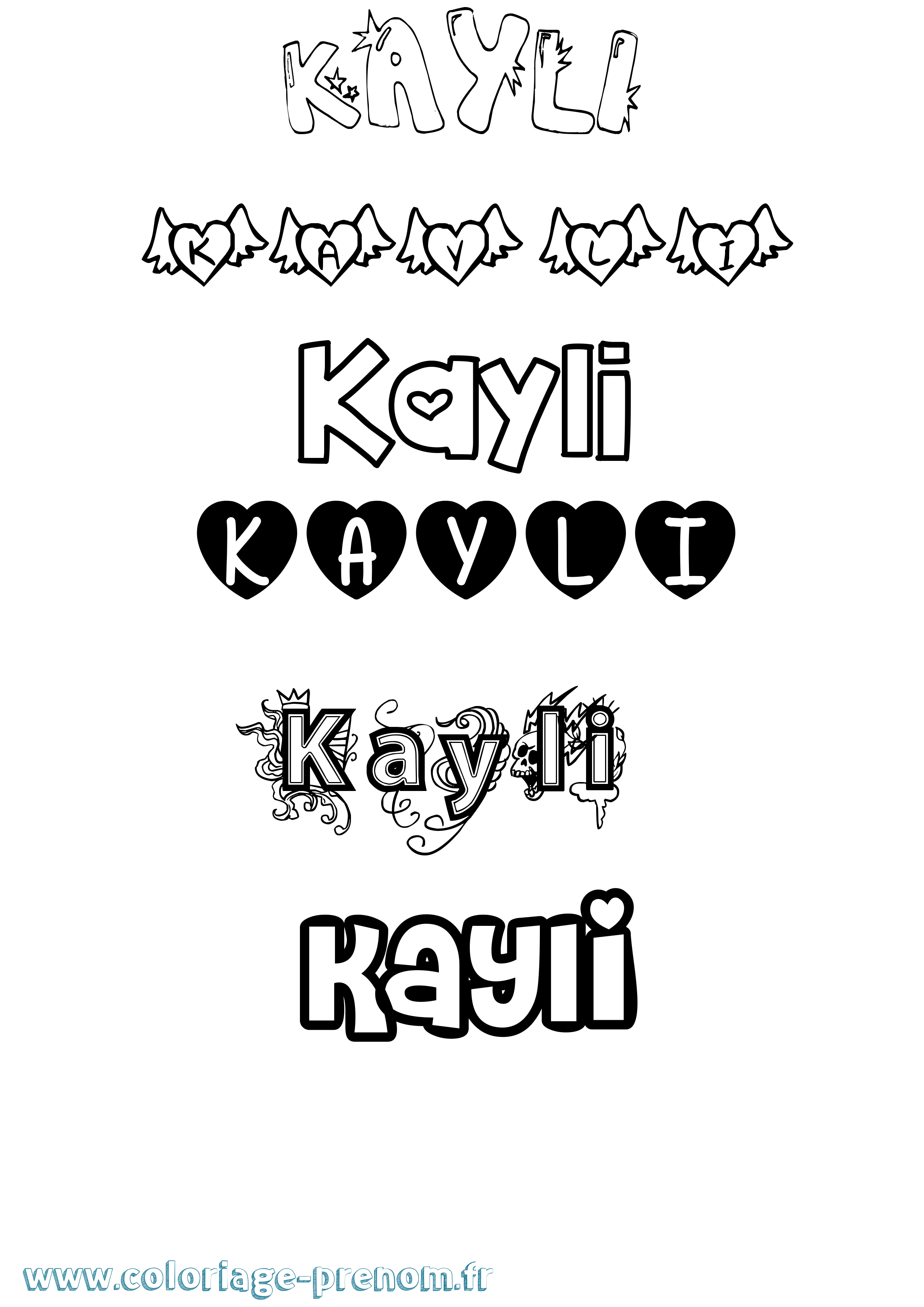 Coloriage Kayli Girly Coloriage prénom Kayli Girly