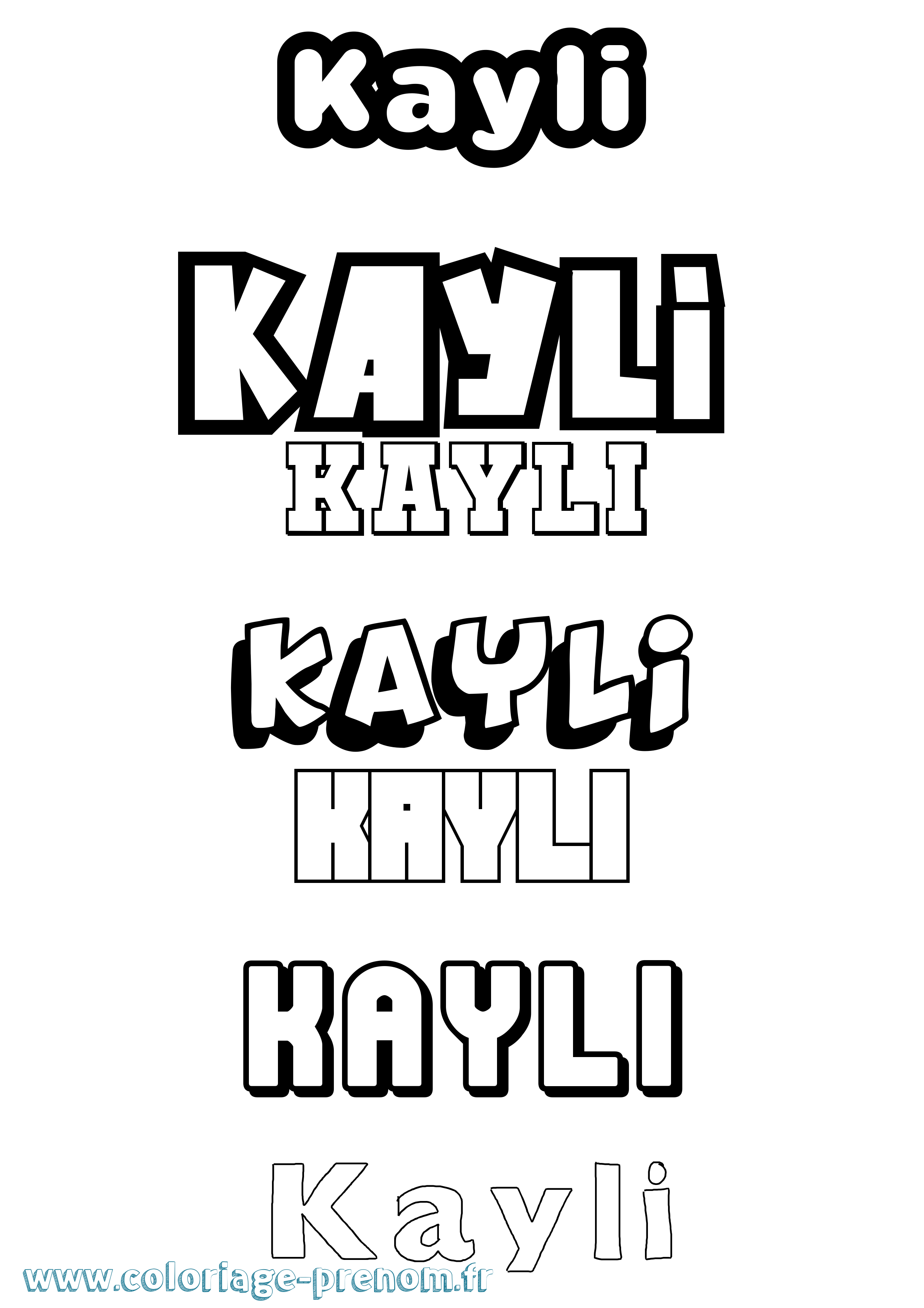 Coloriage Kayli Simple Coloriage prénom Kayli Simple