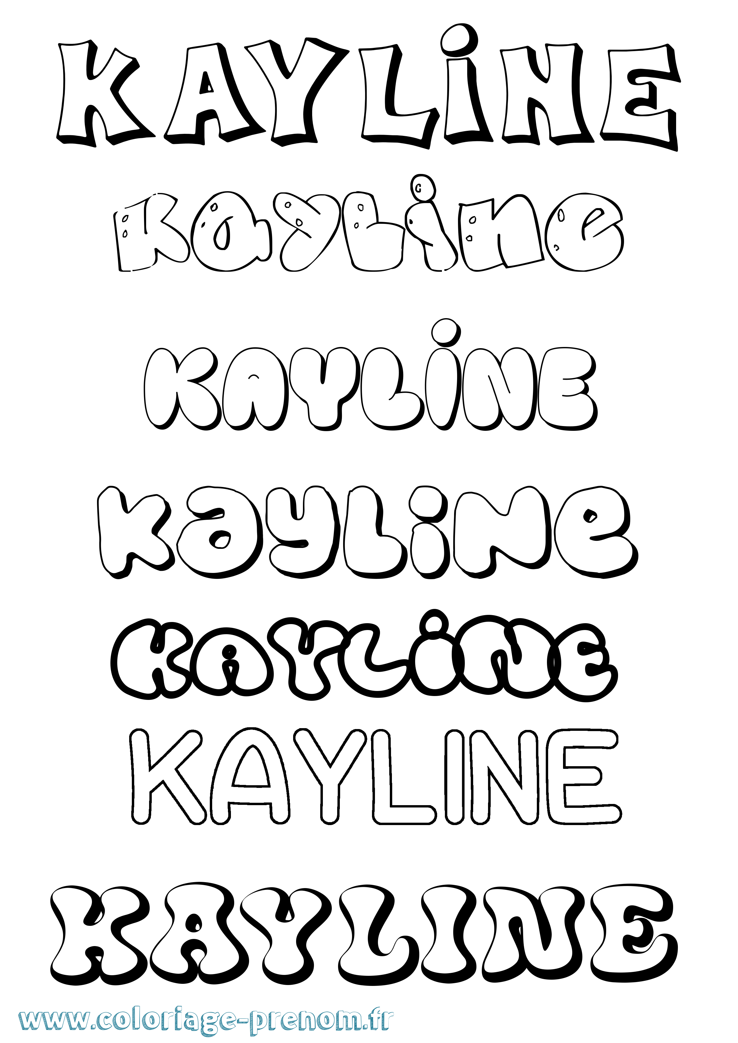 Coloriage Kayline Bubble Coloriage prénom Kayline Bubble
