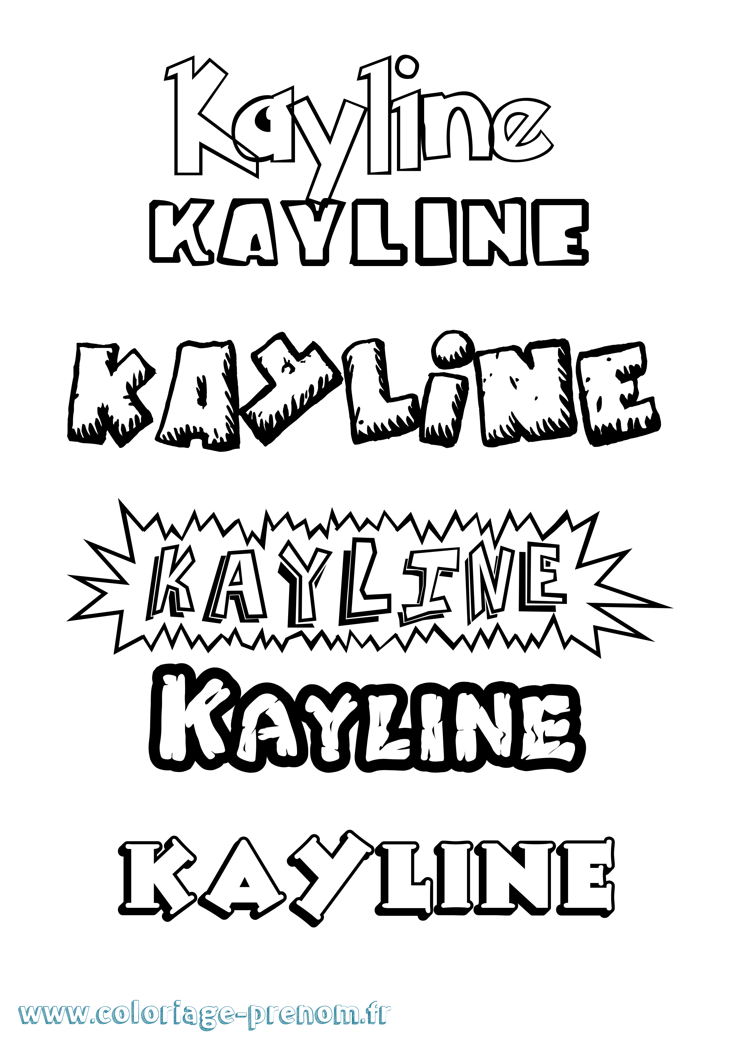 Coloriage Kayline Dessin Animé Coloriage prénom Kayline Dessin Animé