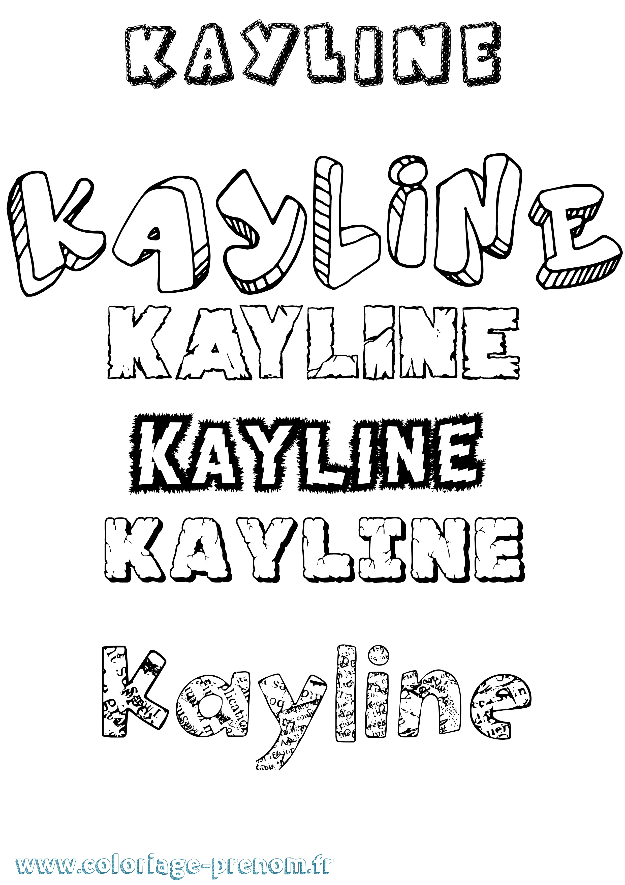 Coloriage Kayline Destructuré Coloriage prénom Kayline Destructuré