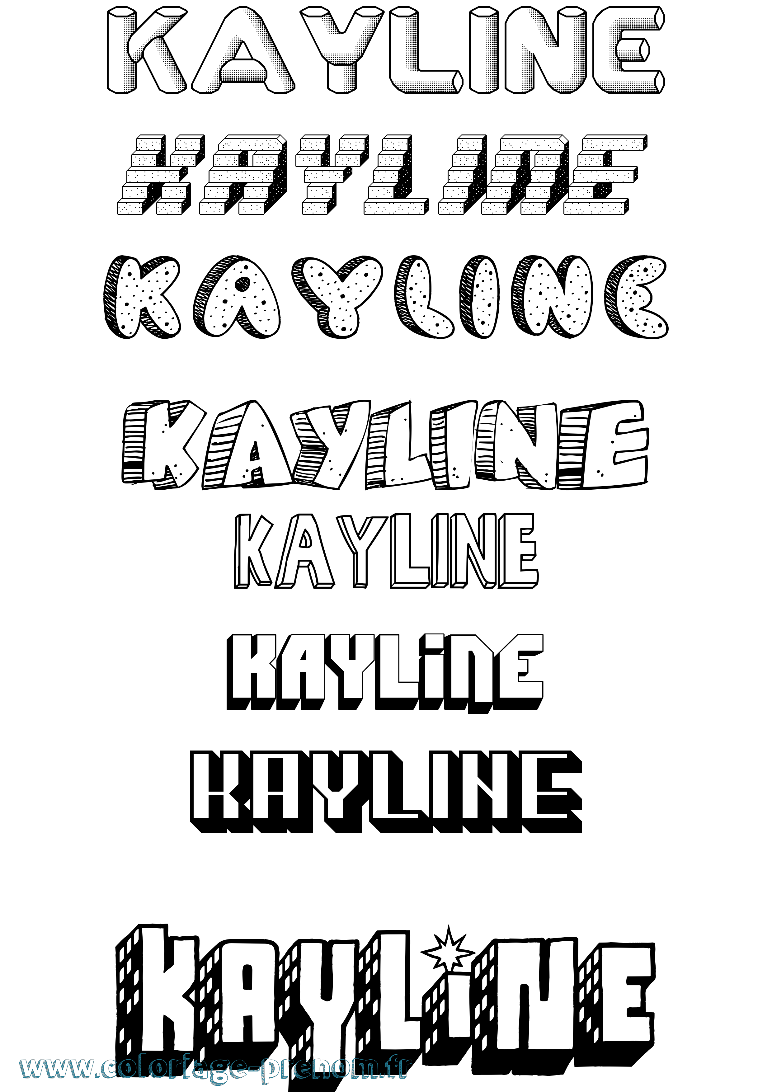Coloriage Kayline Effet 3D Coloriage prénom Kayline Effet 3D