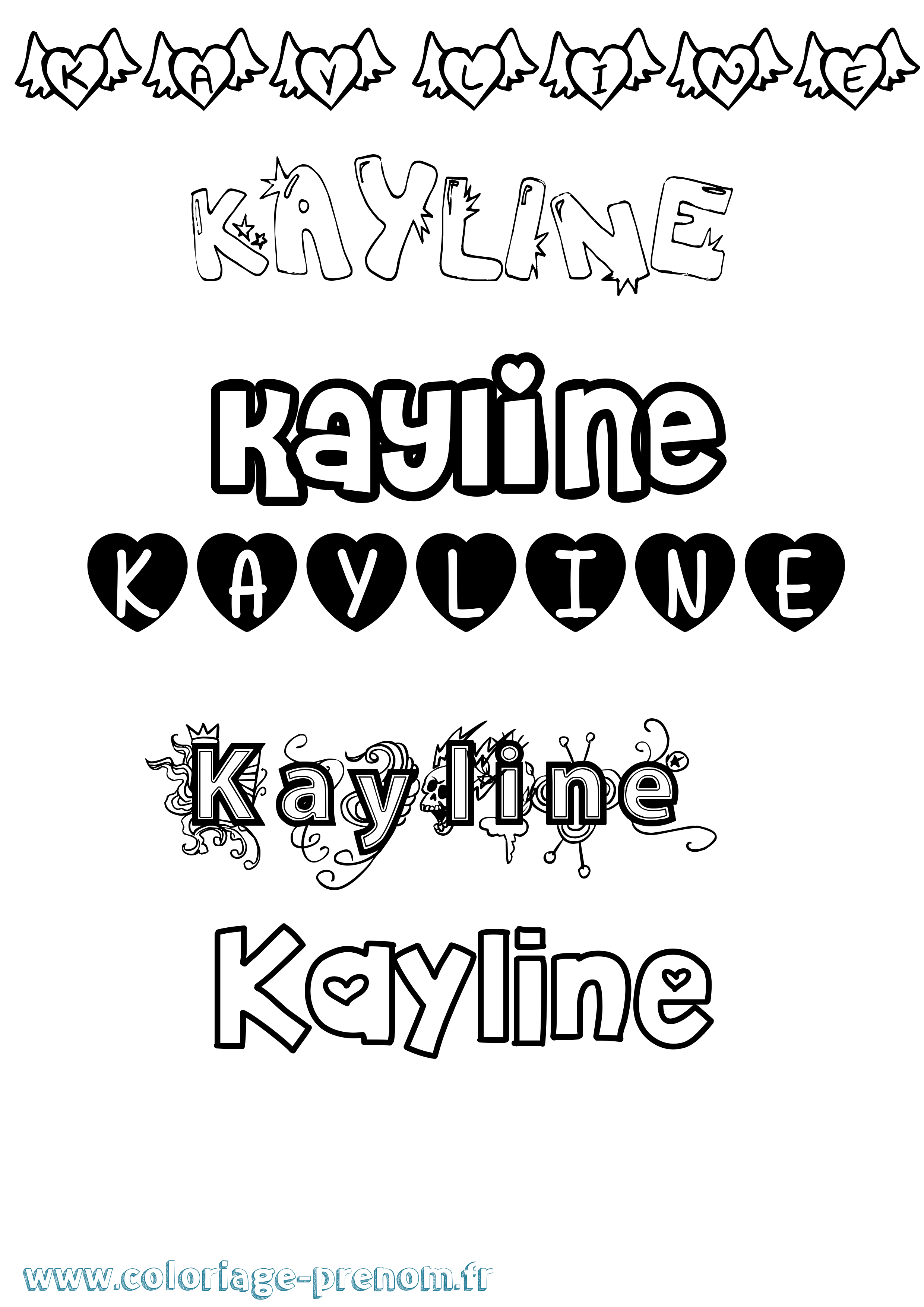Coloriage Kayline Girly Coloriage prénom Kayline Girly