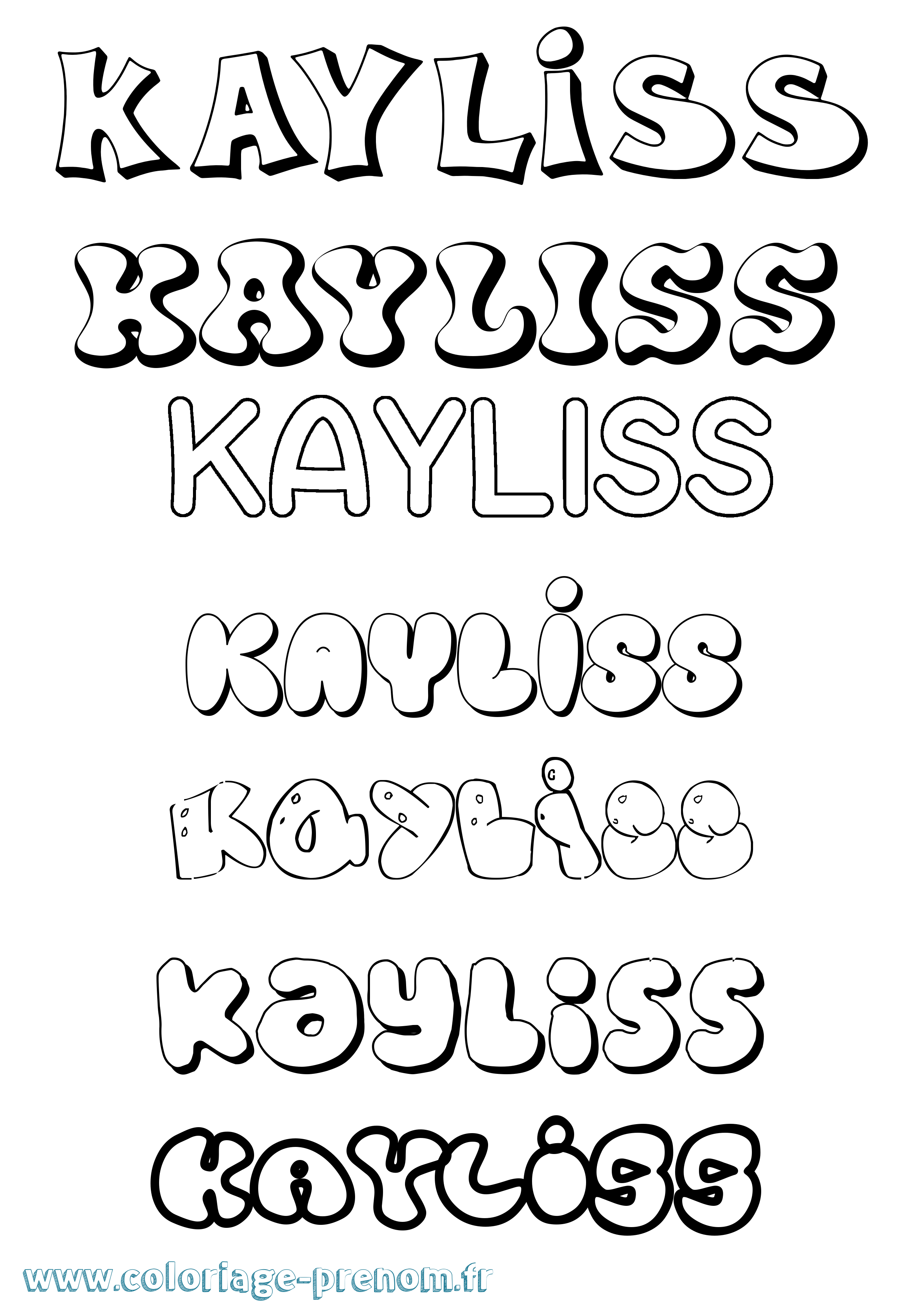 Coloriage Kayliss Bubble Coloriage prénom Kayliss Bubble
