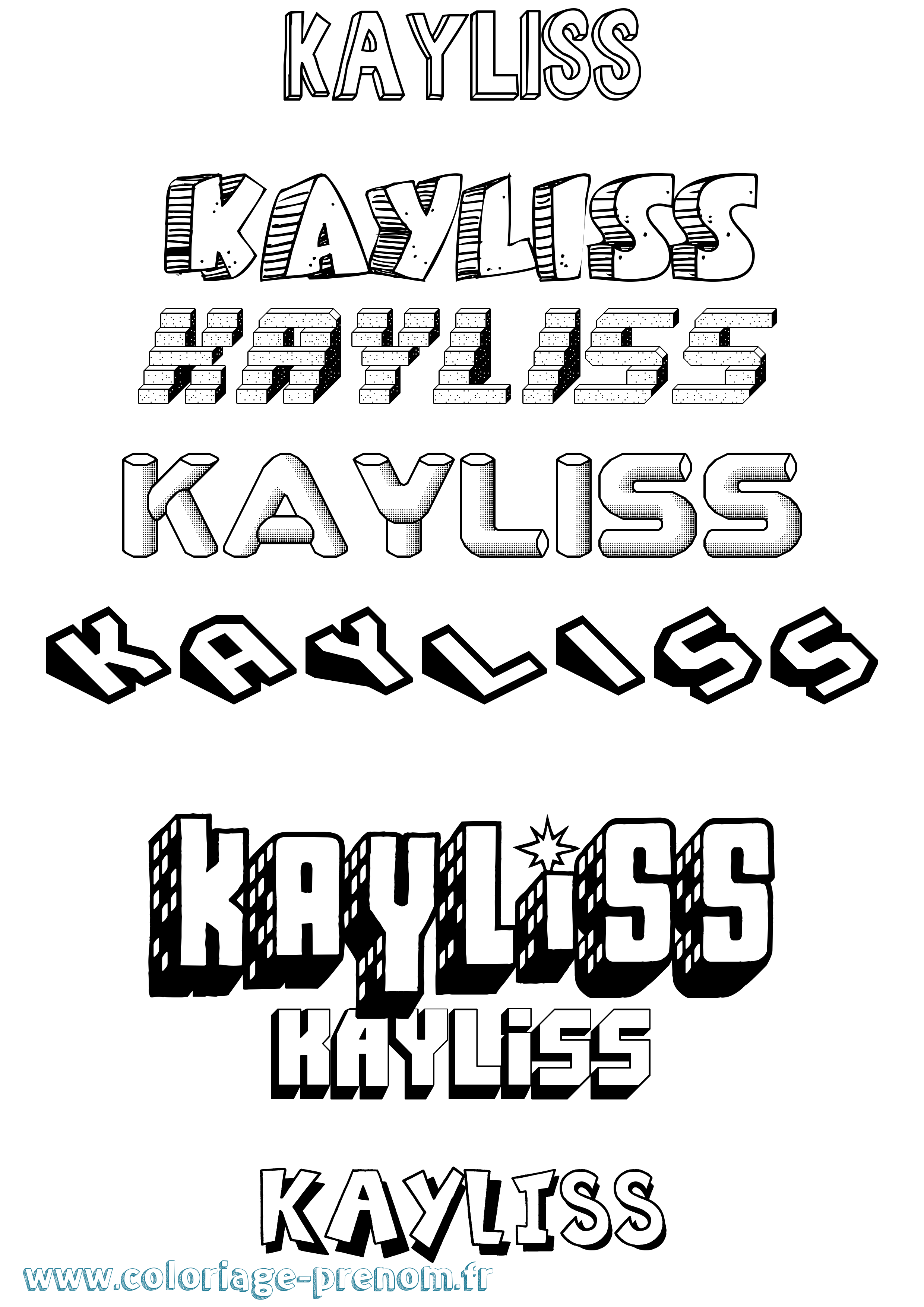 Coloriage Kayliss Effet 3D Coloriage prénom Kayliss Effet 3D