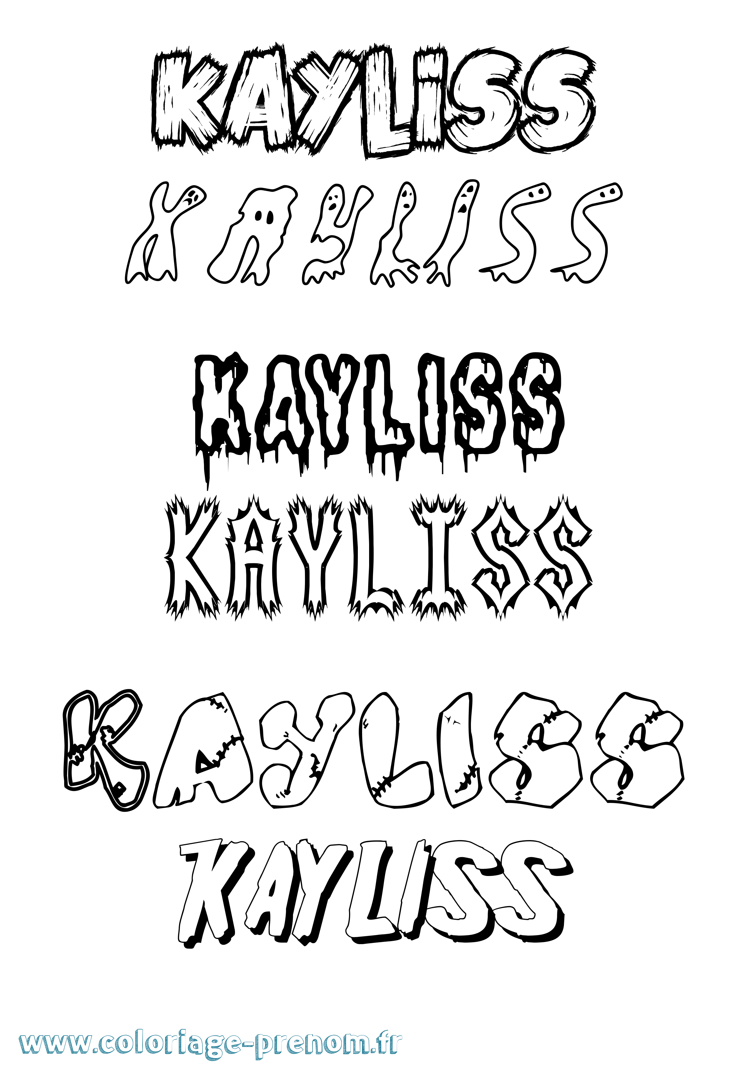 Coloriage Kayliss Frisson Coloriage prénom Kayliss Frisson