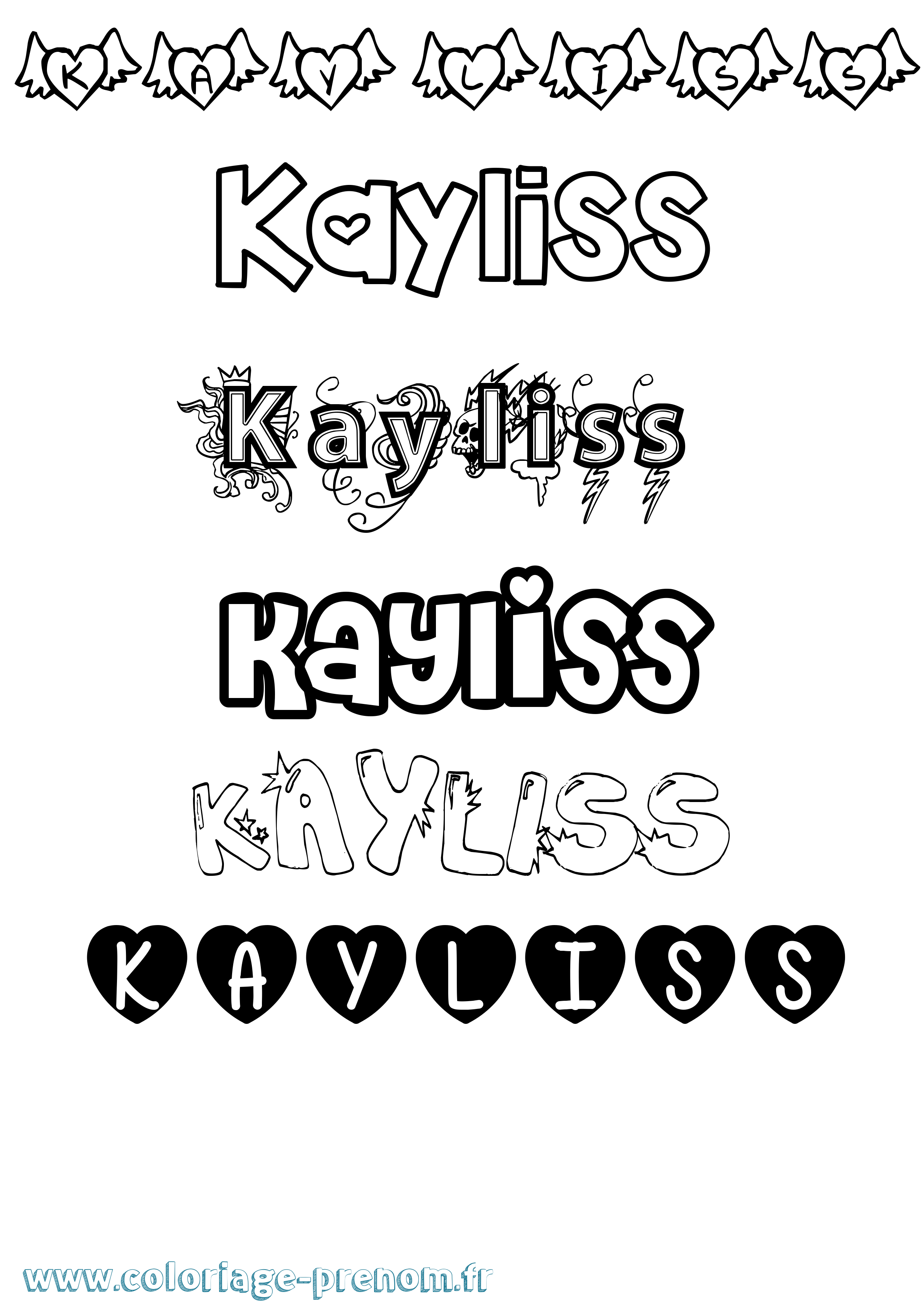 Coloriage Kayliss Girly Coloriage prénom Kayliss Girly