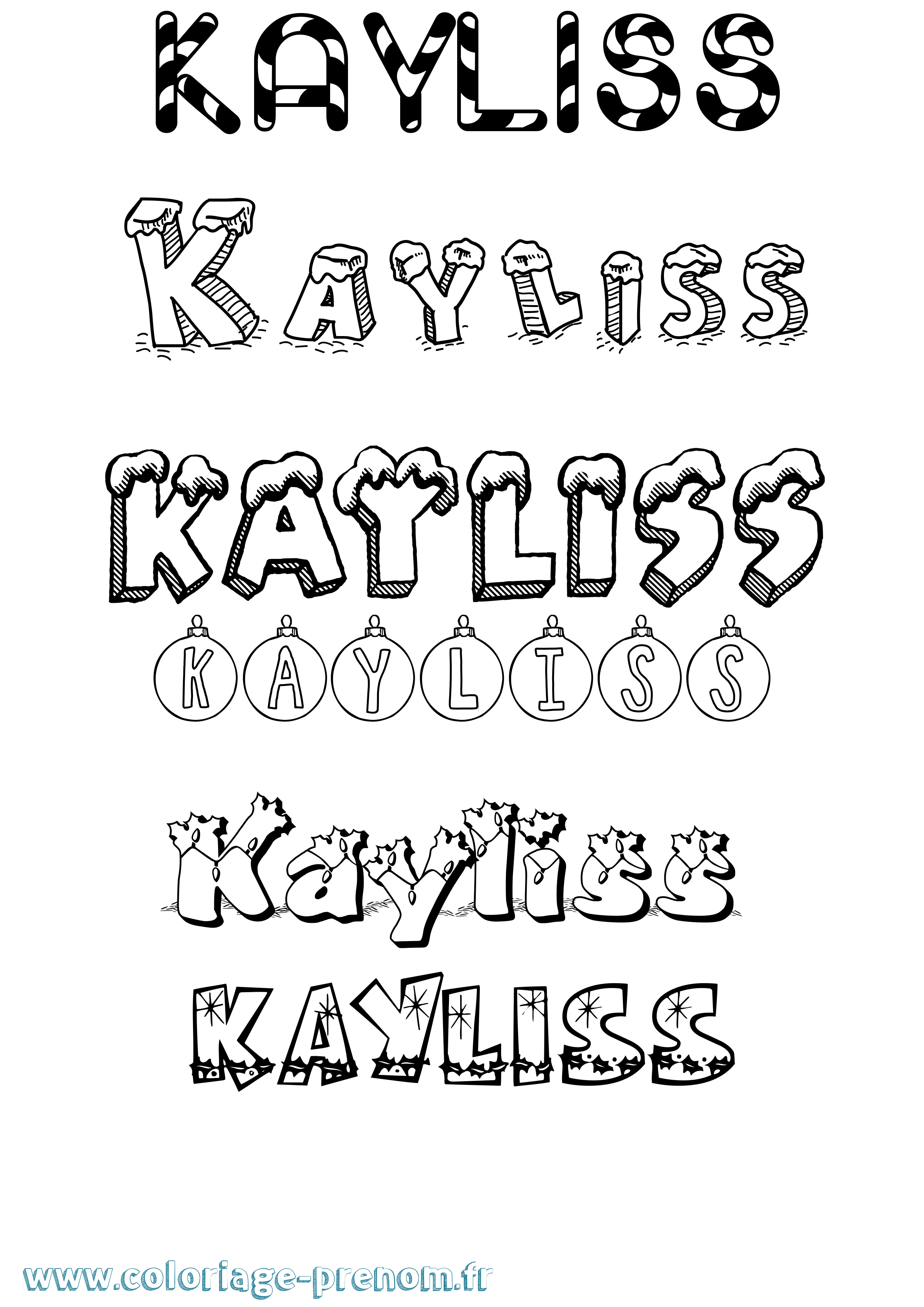Coloriage Kayliss Noël Coloriage prénom Kayliss Noël